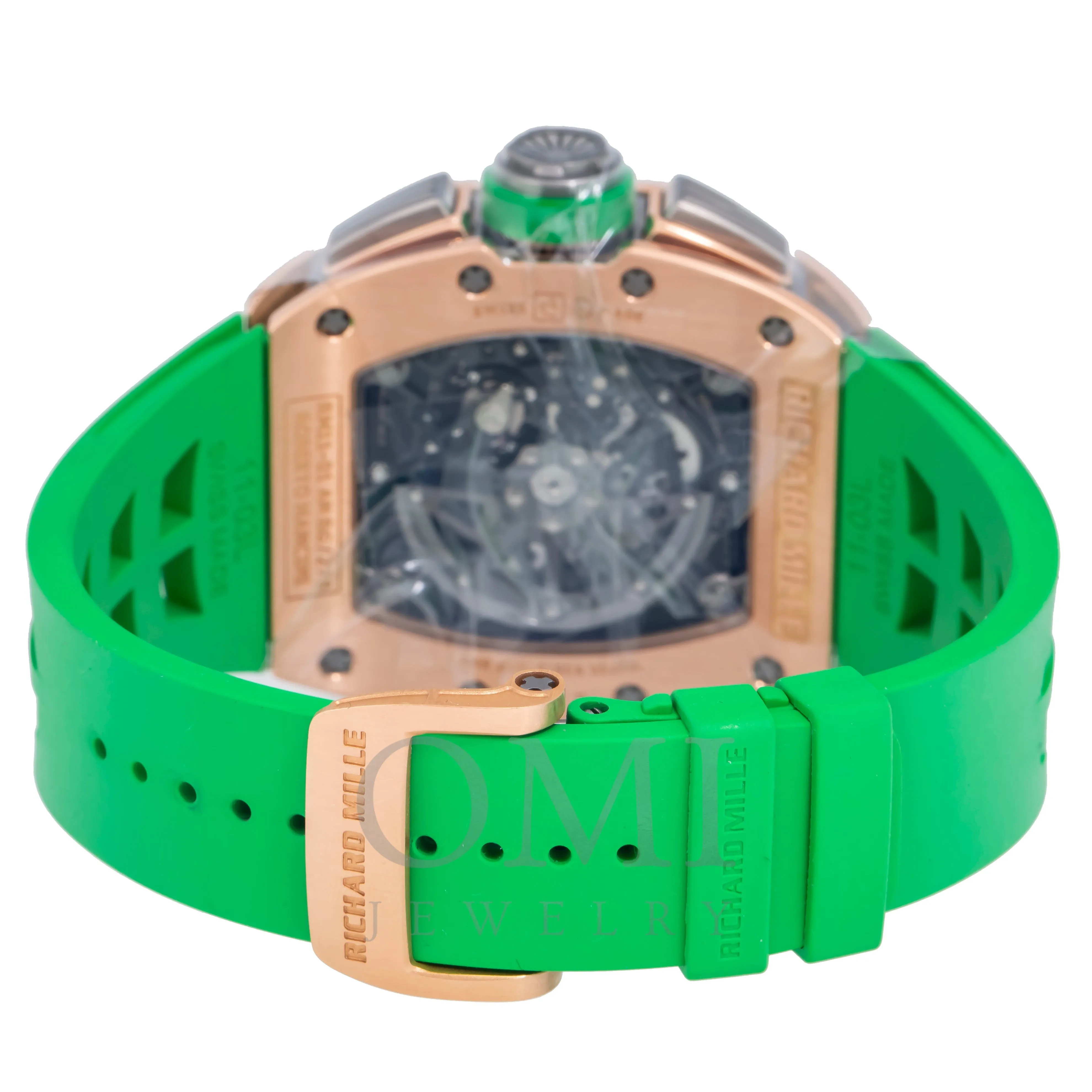 Richard Mille Roberto Mancini RM11-01 50MM Transparent Dial With Green Rubber Bracelet