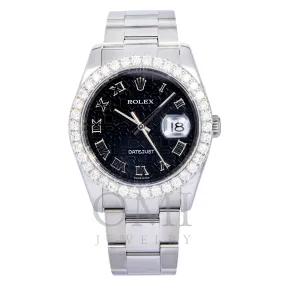 ROLEX DATEJUST 116200MM BLACK DIAL AND 3.25 CT DIAMOND BEZEL