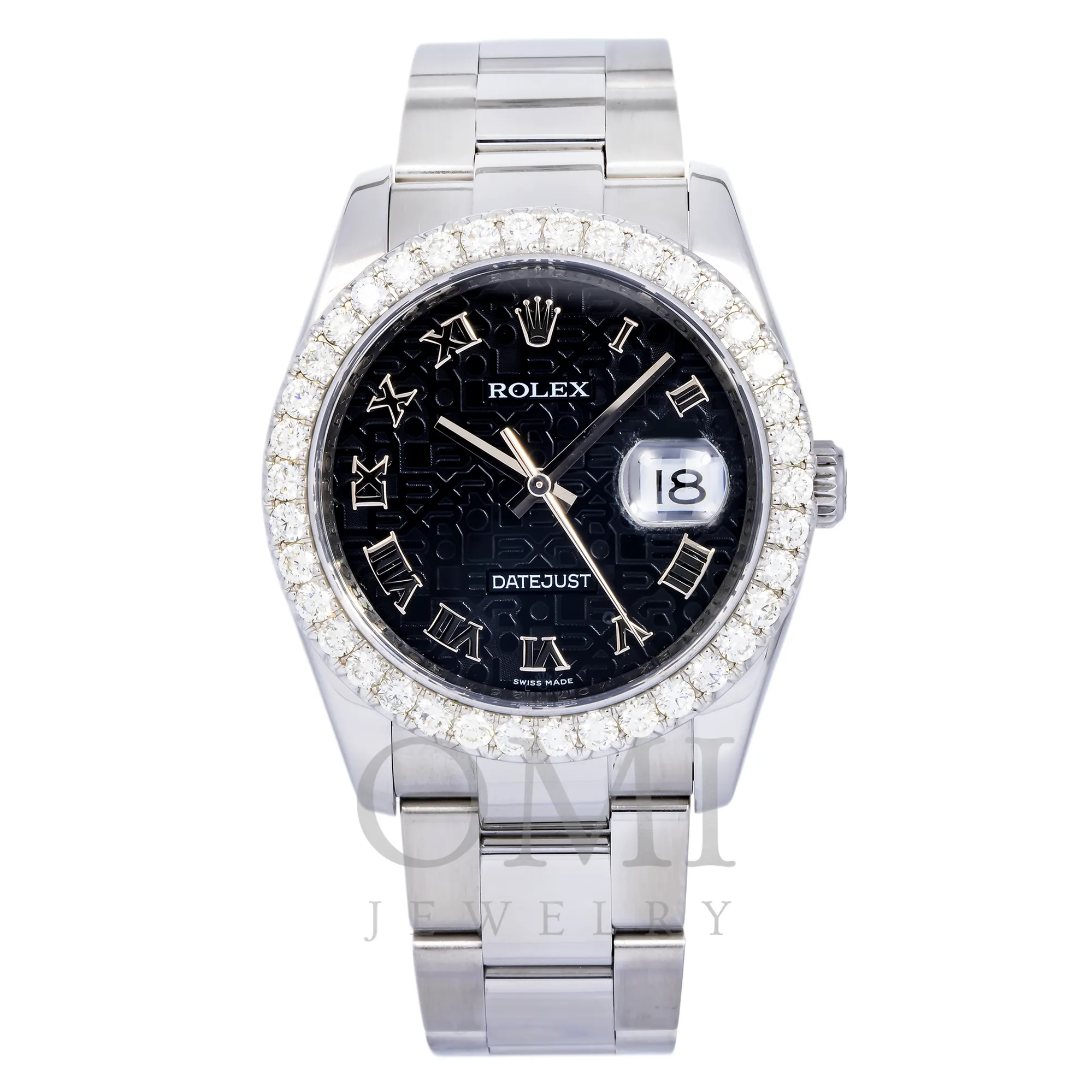 ROLEX DATEJUST 116200MM BLACK DIAL AND 3.25 CT DIAMOND BEZEL