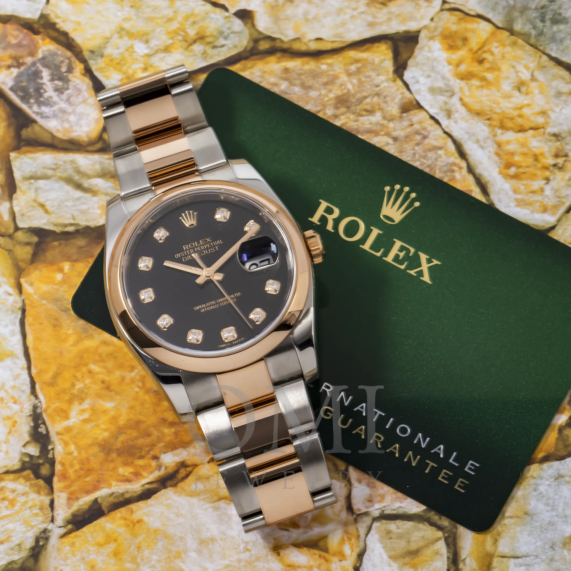 ROLEX DATEJUST 116201 36MM BLACK DIAMOND DIAL WITH TWO TONE OYSTER BRACELET