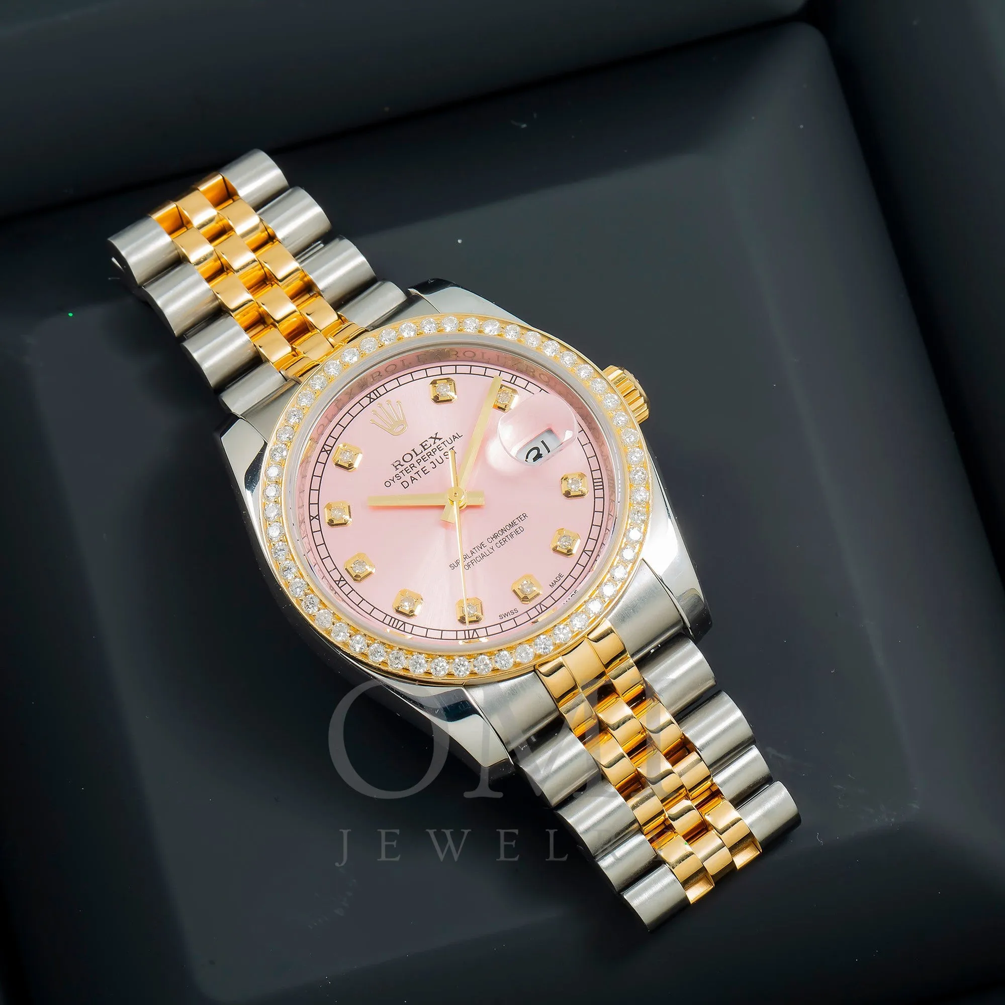 Rolex Datejust 116233 36MM Pink Diamond Dial And Bezel With Two Tone Jubilee Bracelet