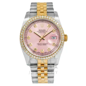 Rolex Datejust 116233 36MM Pink Diamond Dial And Bezel With Two Tone Jubilee Bracelet