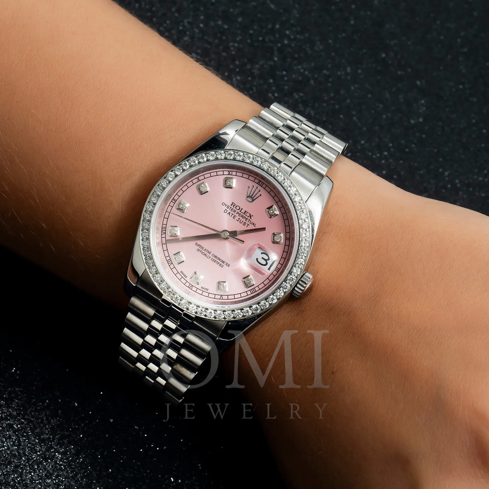 Rolex Datejust 116234 36MM Pink Diamond Dial And Bezel With Stainless Steel Jubilee Bracelet