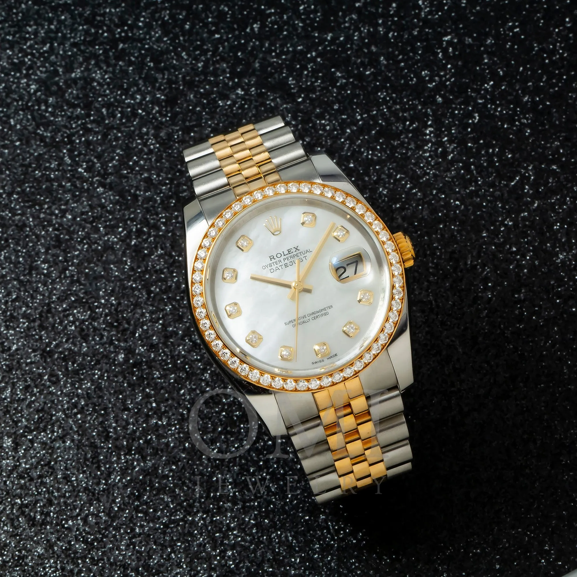 Rolex Datejust 116243 36MM Mop Diamond Dial And Bezel With Two Tone Jubilee Bracelet