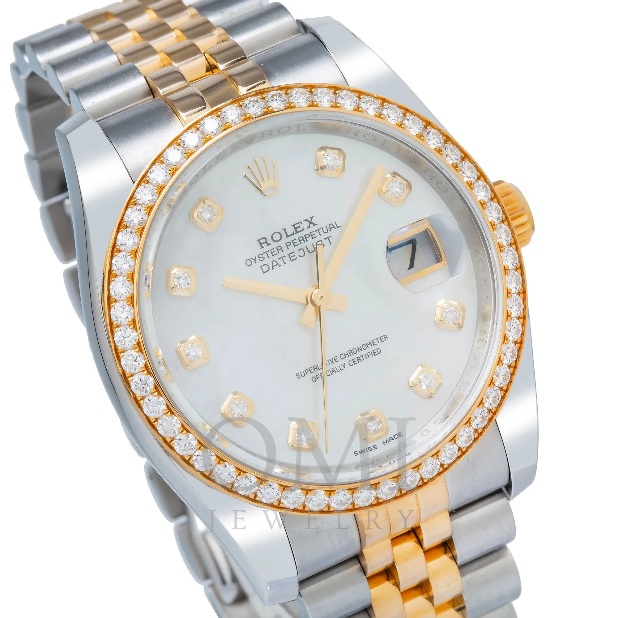 Rolex Datejust 116243 36MM Mop Diamond Dial And Bezel With Two Tone Jubilee Bracelet