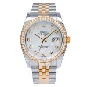 Rolex Datejust 116243 36MM Mop Diamond Dial And Bezel With Two Tone Jubilee Bracelet