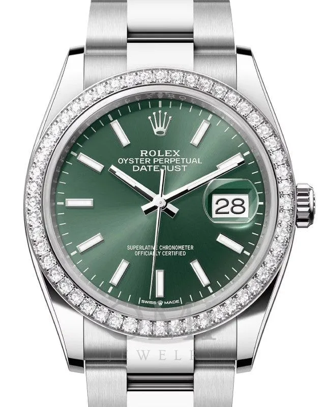 Rolex Datejust 126284RBR - 36MM Stainless Steel Watch With Oyster Bracelet And Diamond Bezel