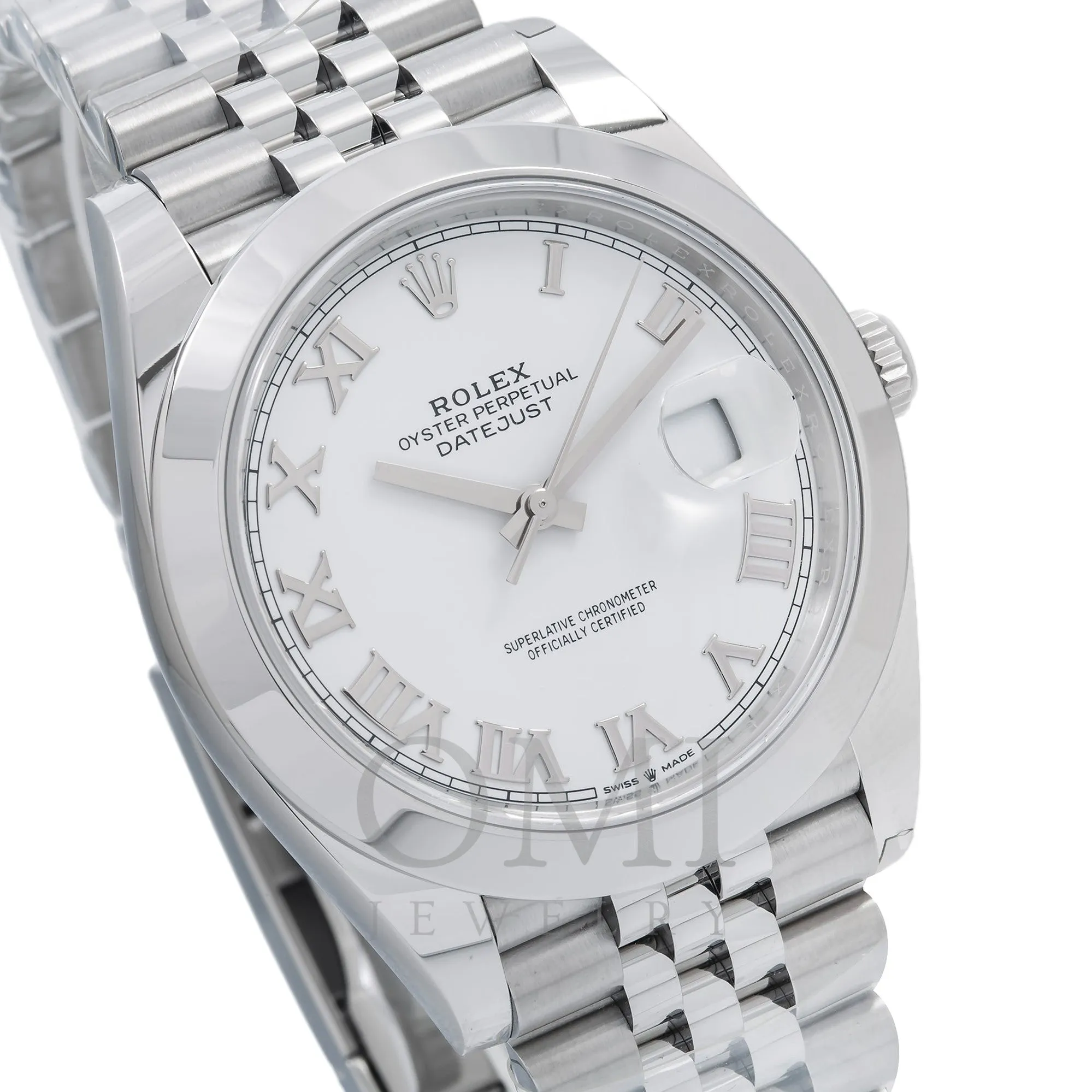 Rolex Datejust 126300 41MM White Roman Dial With Stainless Steel Jubilee Bracelet