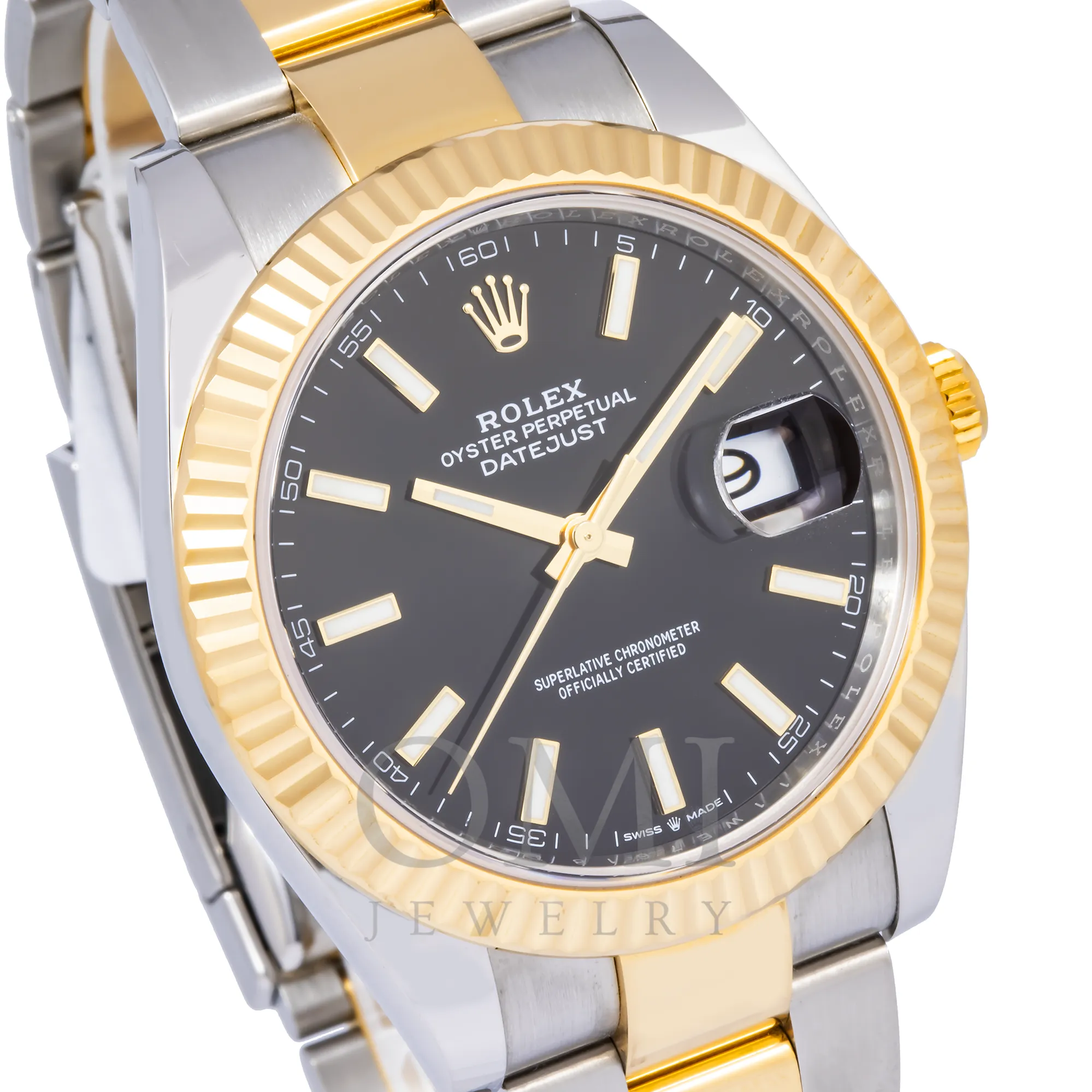 ROLEX DATEJUST 126333 41MM BLACK DIAL WITH TWO TONE OYSTER BRACELET.