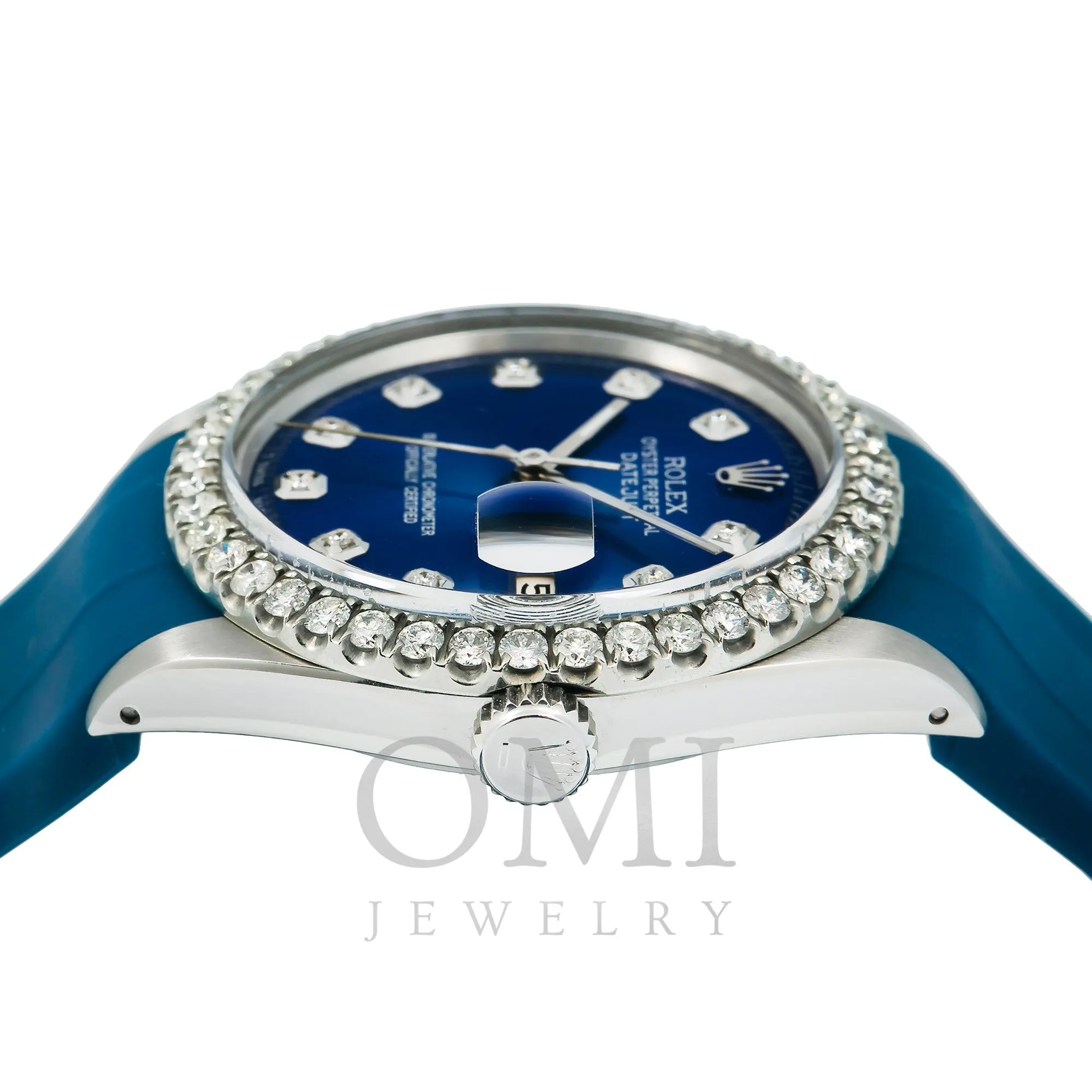 Rolex Datejust 1601 36MM Blue Diamond Dial With Diamond Bezel