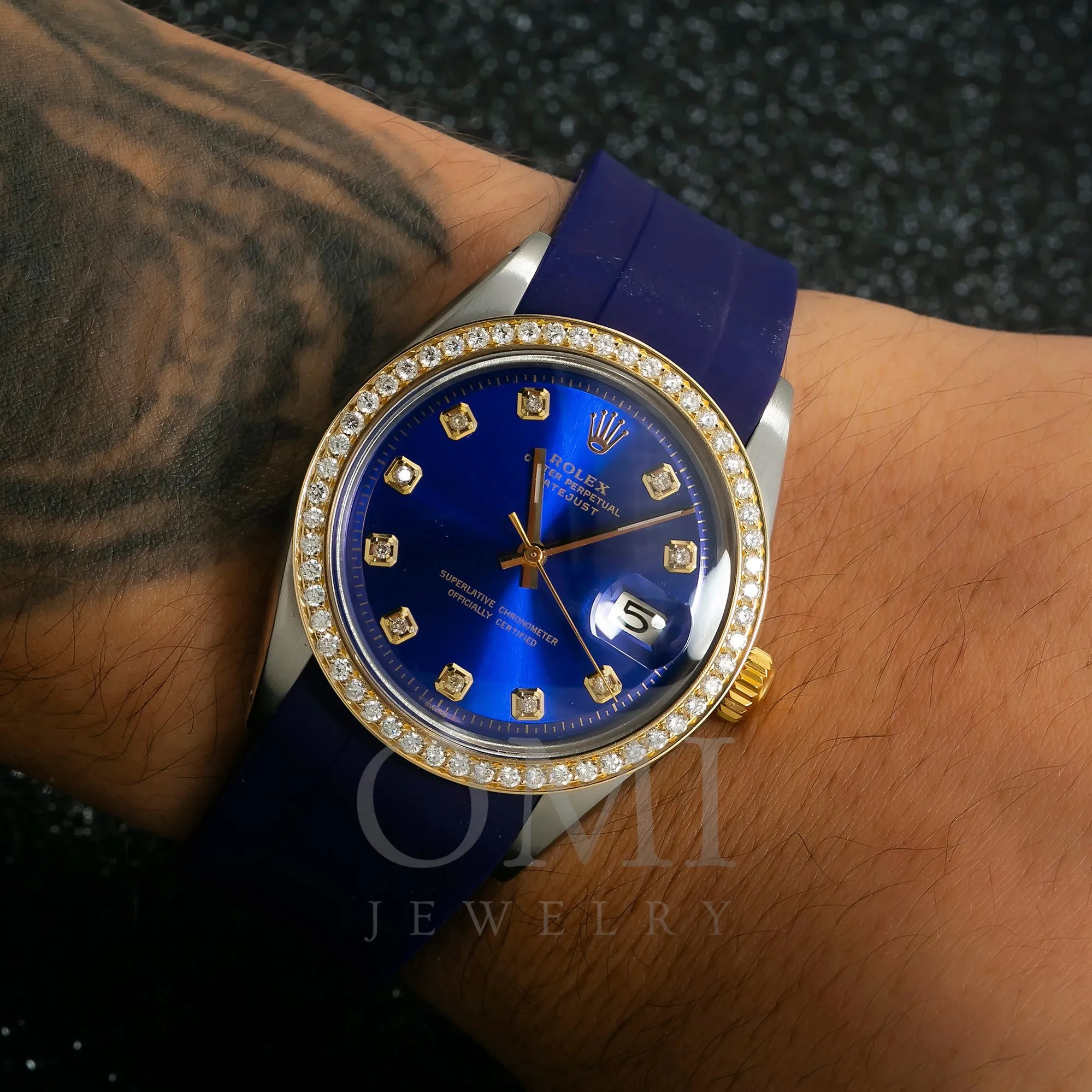 Rolex Datejust 1601 36MM Blue Diamond Dial With Diamond Bezel