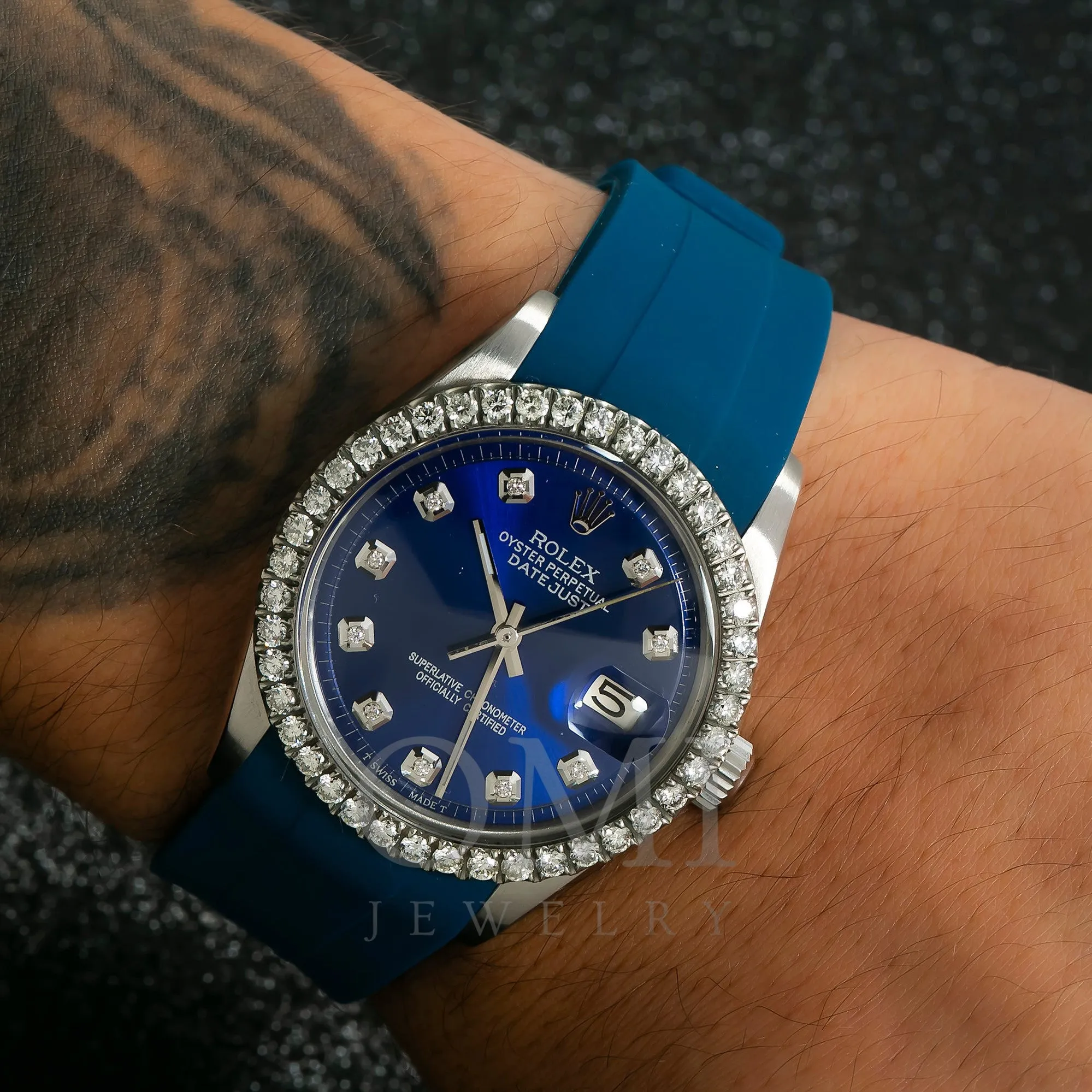 Rolex Datejust 1601 36MM Blue Diamond Dial With Diamond Bezel