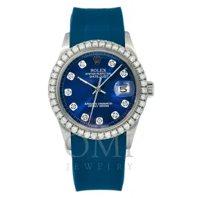 Rolex Datejust 1601 36MM Blue Diamond Dial With Diamond Bezel