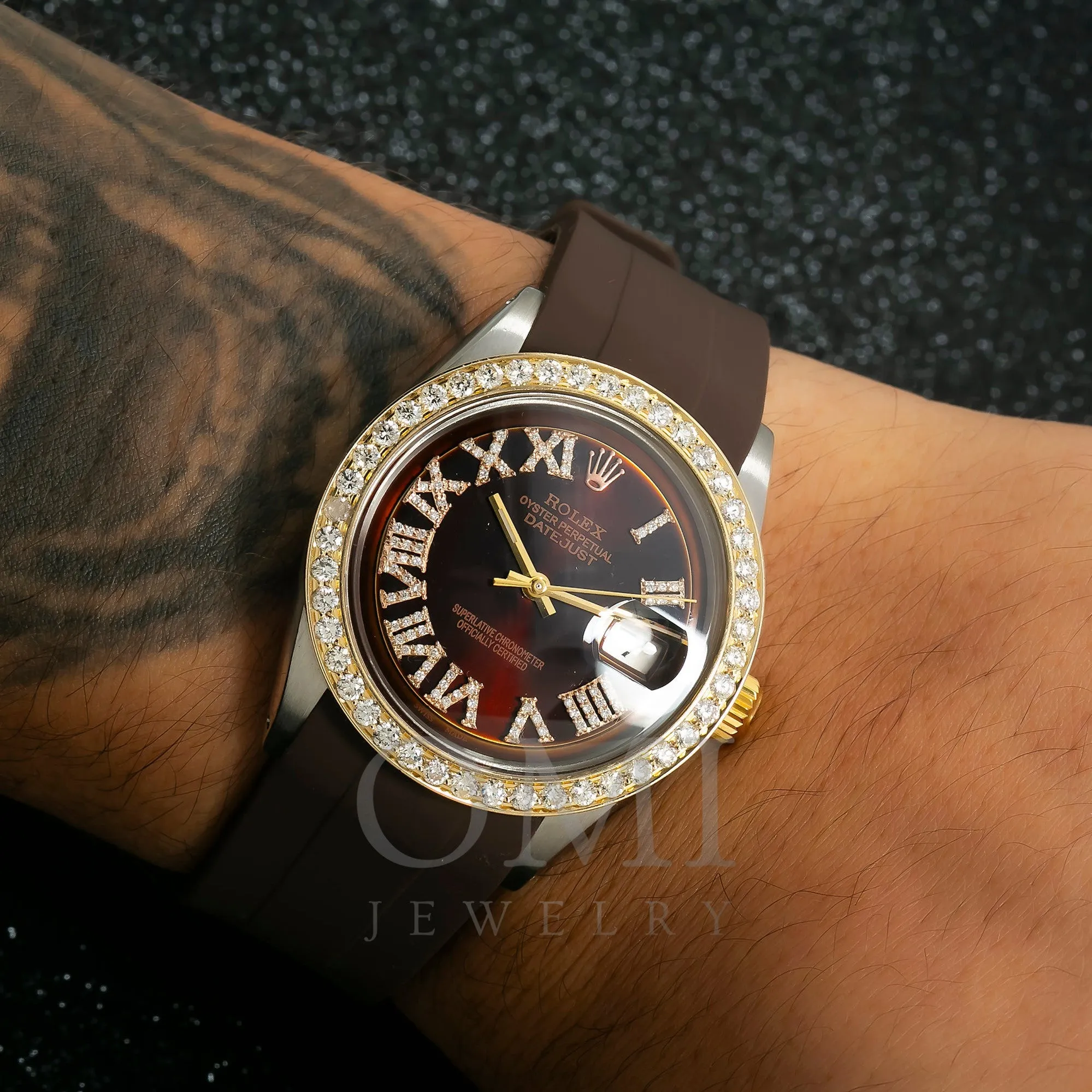 Rolex Datejust 1601 36MM Brown Diamond Dial With Diamond Bezel