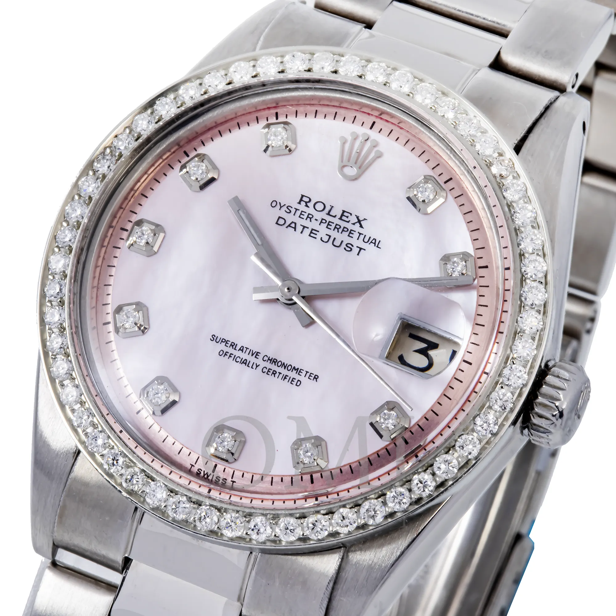 ROLEX DATEJUST 1601 36MM, PINK DIAMOND DIAL WITH STAINLESS STEEL OYSTER BRACELET