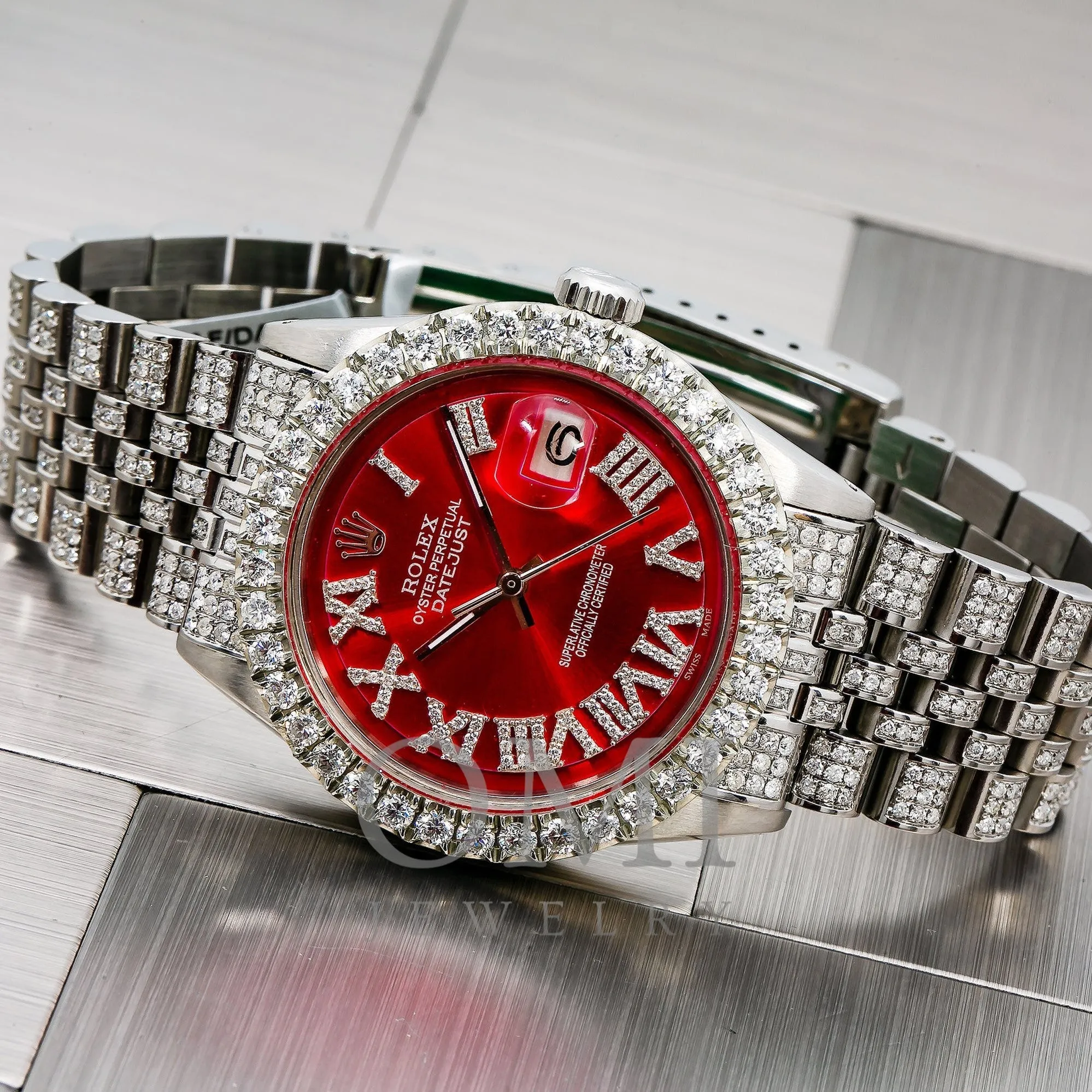 Rolex Datejust 1601 36MM Red Diamond Dial With 7.75 CT Diamonds