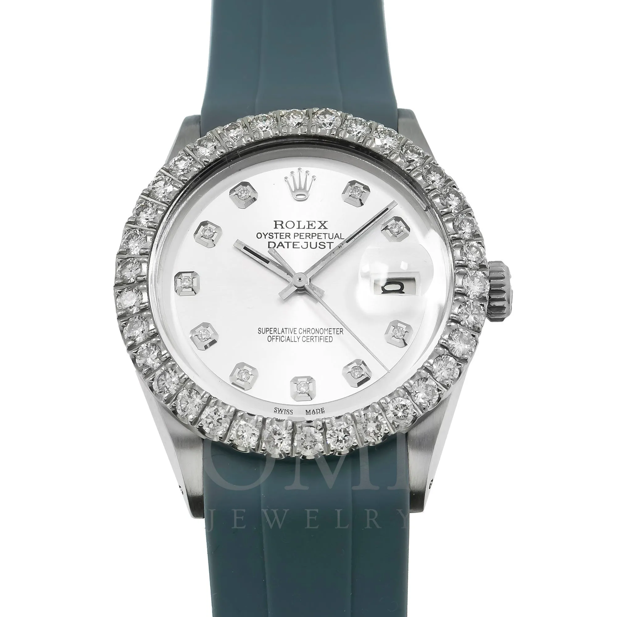 Rolex Datejust 1601 36MM Silver Diamond Dial With Diamond Bezel