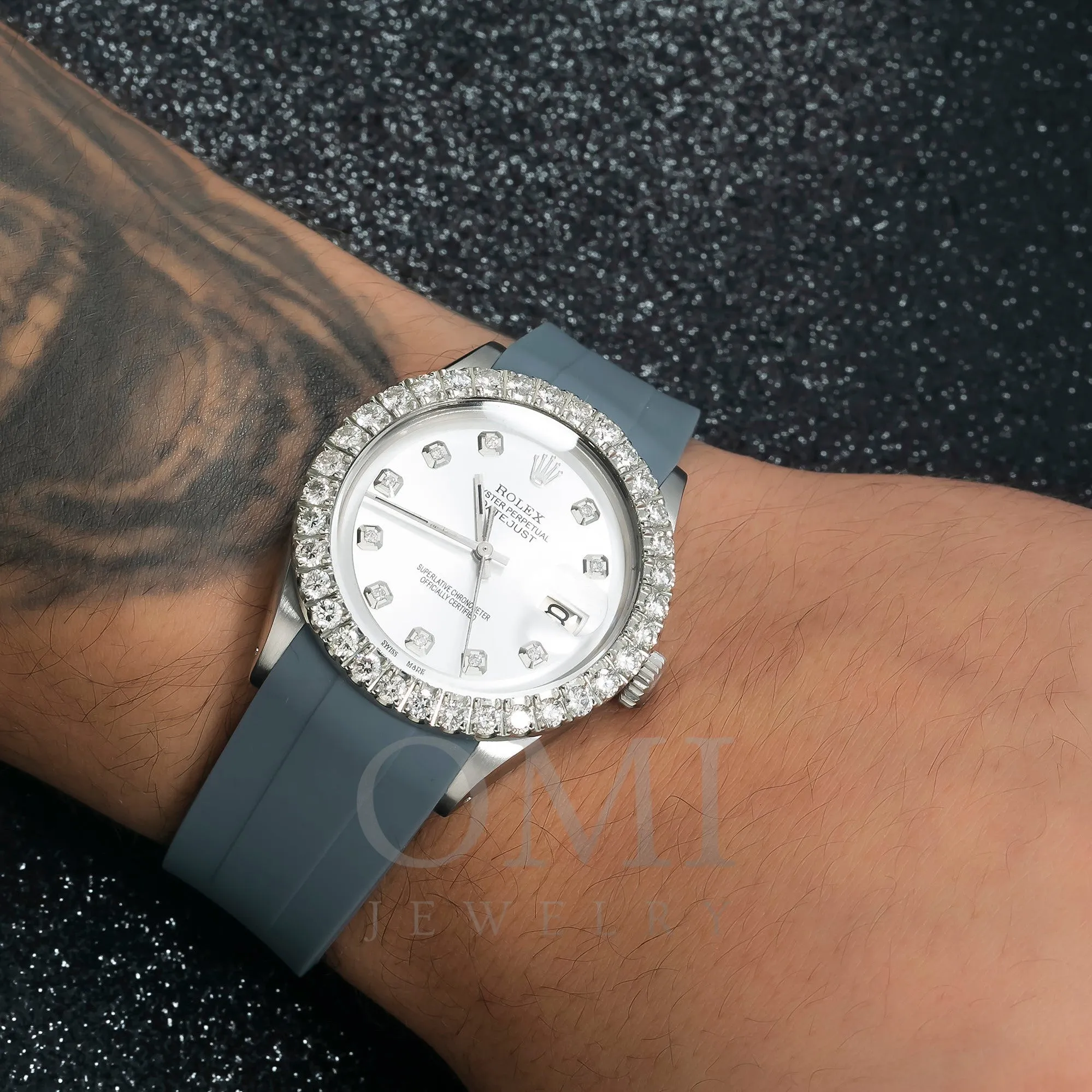 Rolex Datejust 1601 36MM Silver Diamond Dial With Diamond Bezel