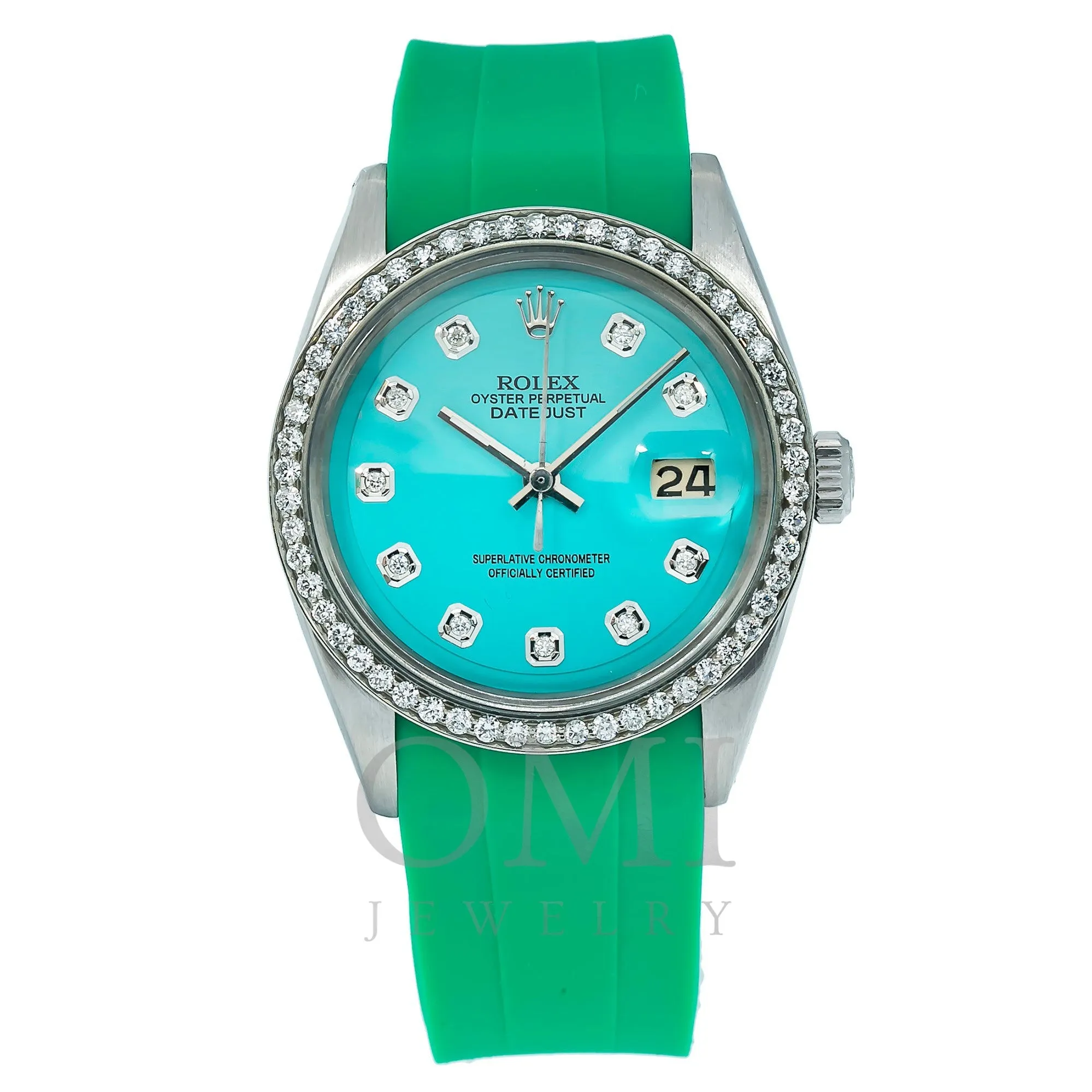 Rolex Datejust 1601 36MM Turquoise Diamond Dial With Diamond Bezel