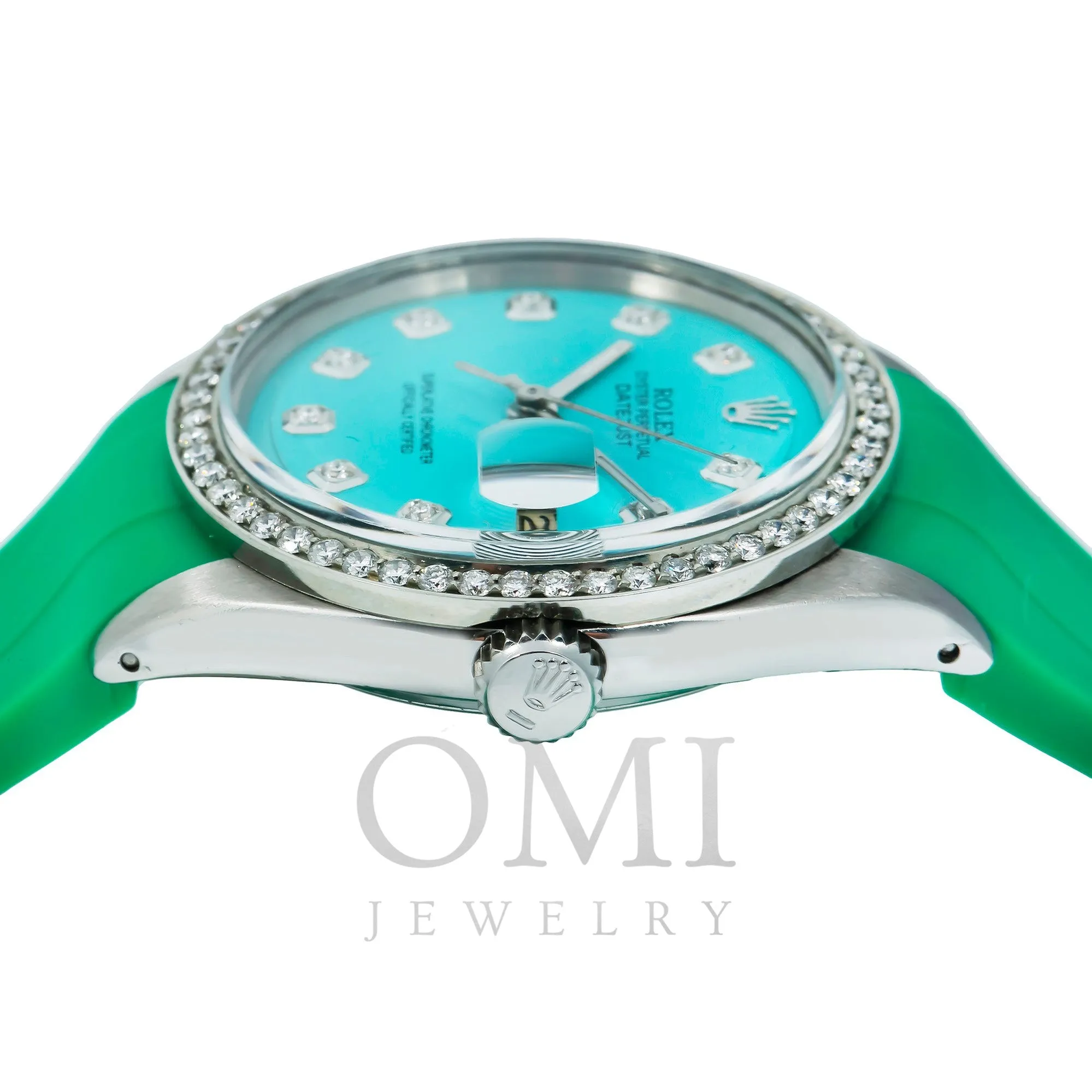 Rolex Datejust 1601 36MM Turquoise Diamond Dial With Diamond Bezel