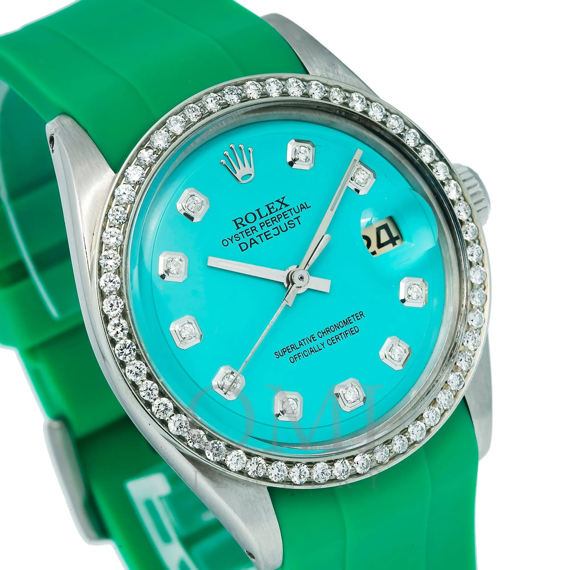 Rolex Datejust 1601 36MM Turquoise Diamond Dial With Diamond Bezel