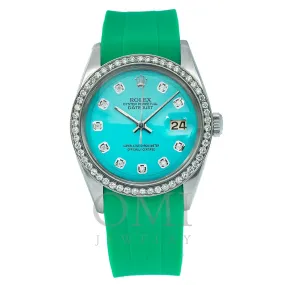 Rolex Datejust 1601 36MM Turquoise Diamond Dial With Diamond Bezel