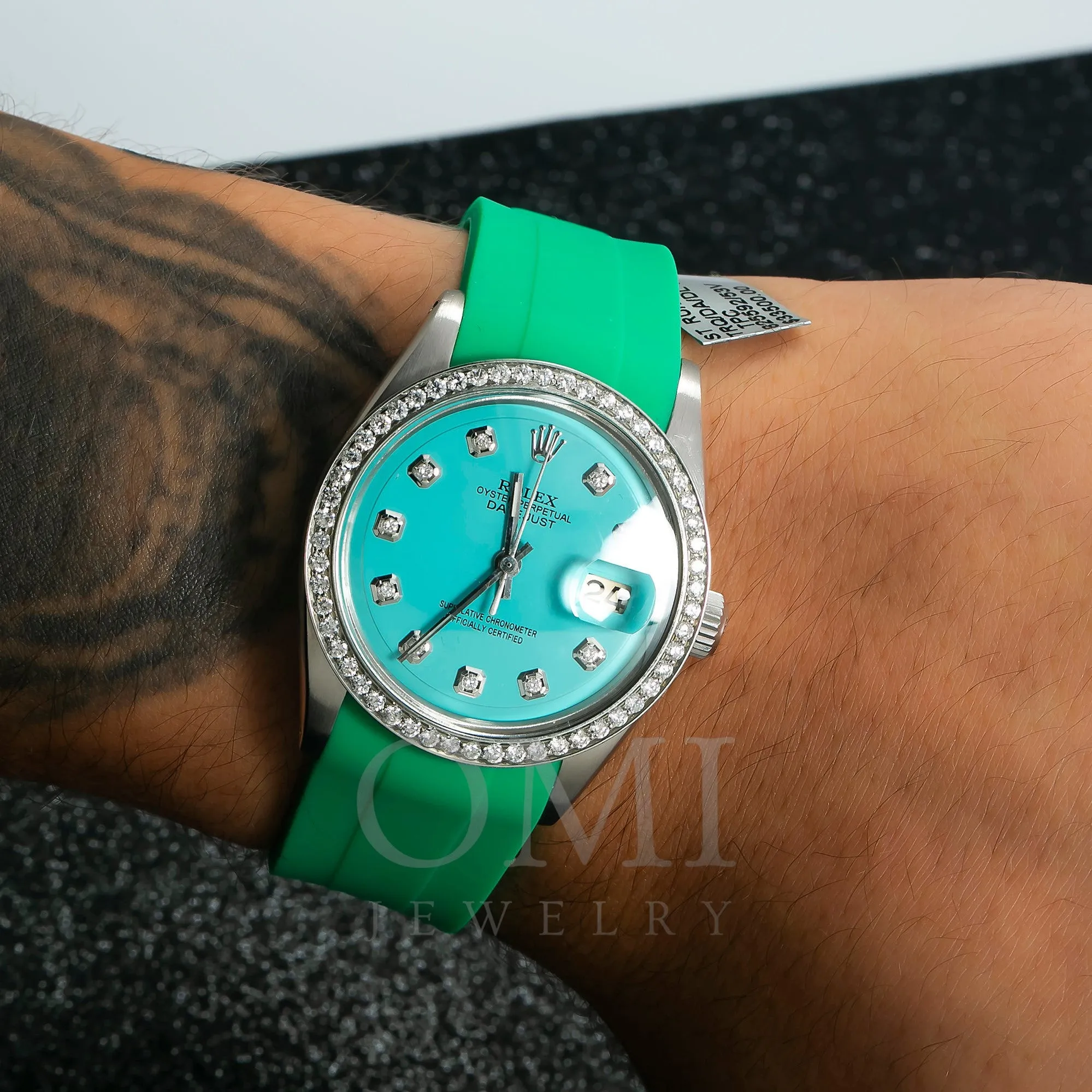 Rolex Datejust 1601 36MM Turquoise Diamond Dial With Diamond Bezel