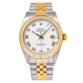 ROLEX DATEJUST 16013 36MM WHITE DIAL WITH TWO TONE JUBILEE BRACELET