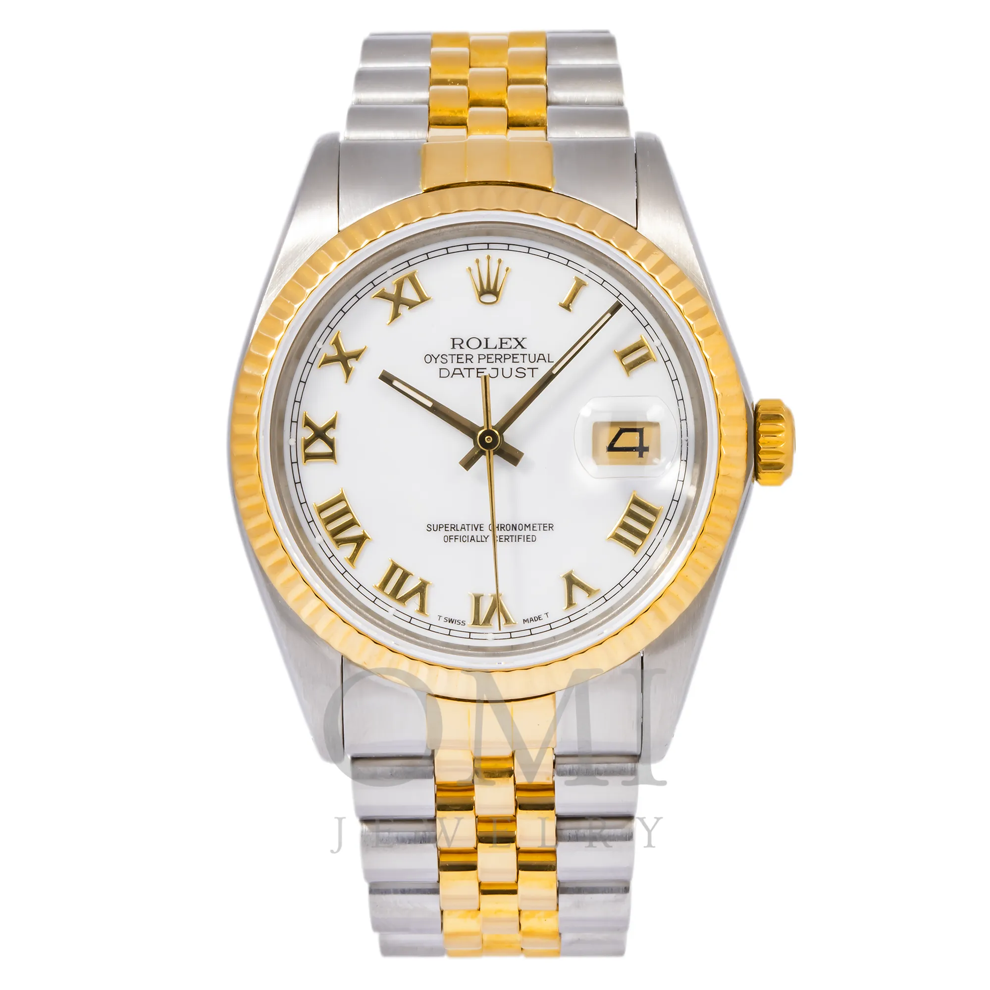 ROLEX DATEJUST 16013 36MM WHITE DIAL WITH TWO TONE JUBILEE BRACELET