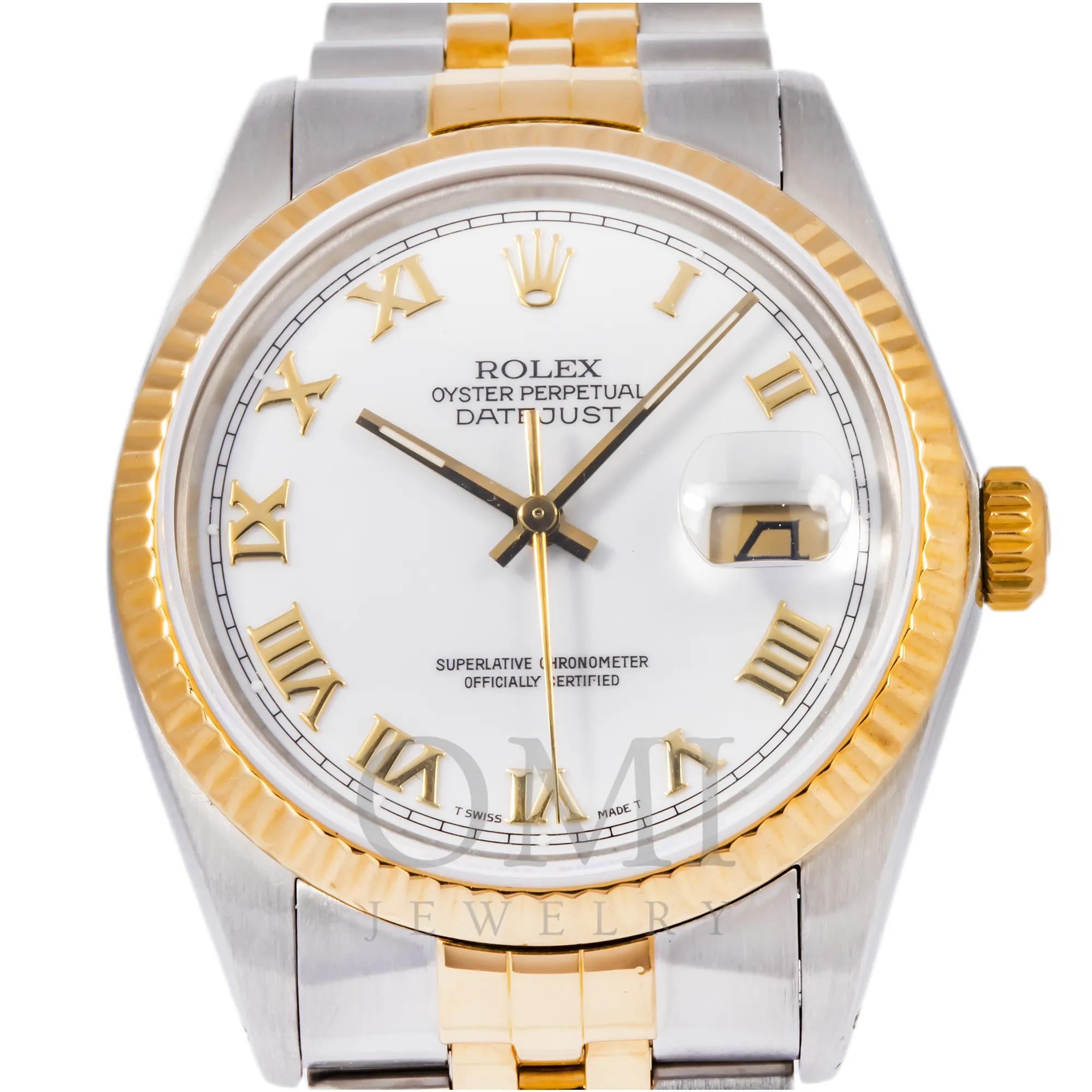 ROLEX DATEJUST 16013 36MM WHITE DIAL WITH TWO TONE JUBILEE BRACELET