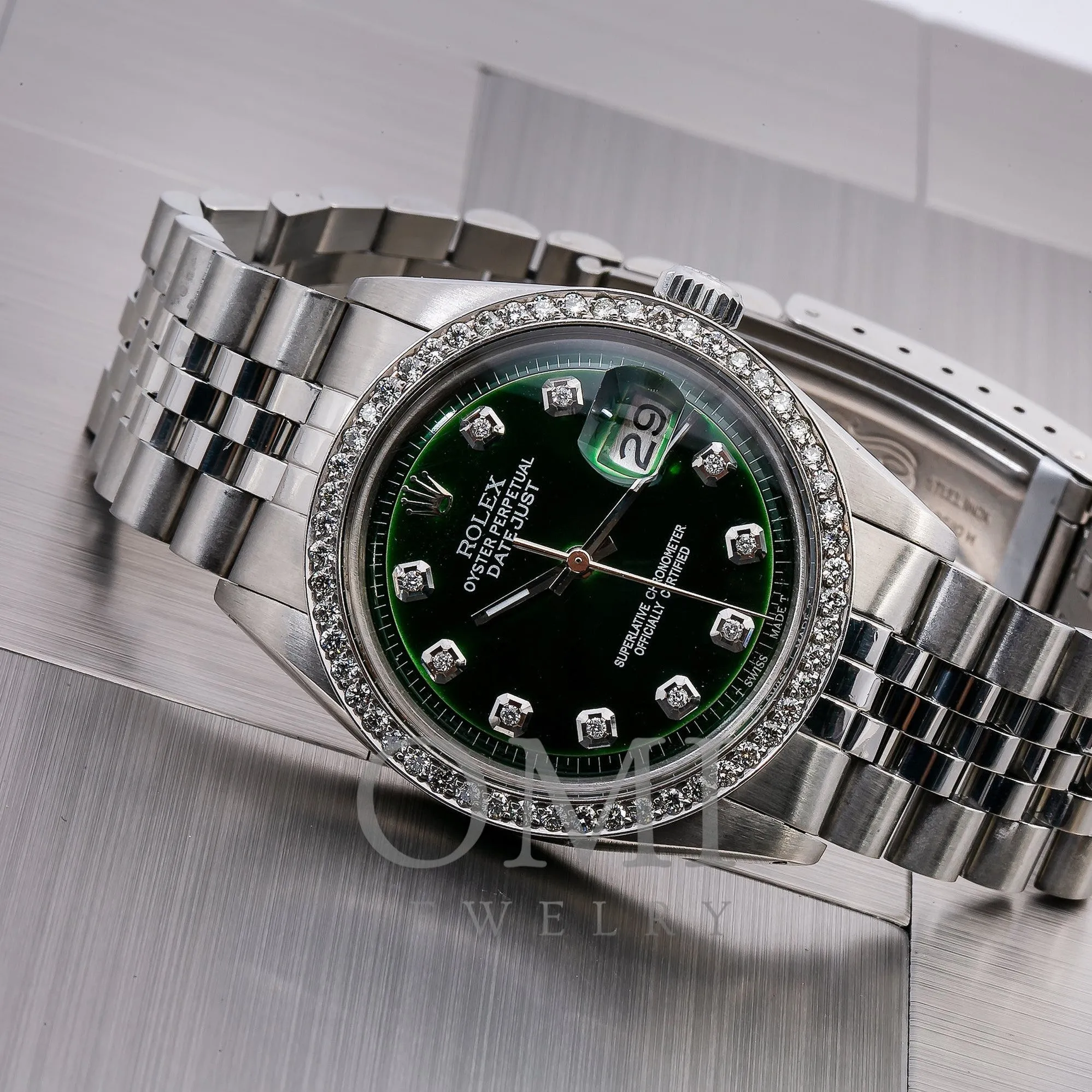 Rolex Datejust 1603 36MM Green Diamond Dial With 1.20 CT Diamonds