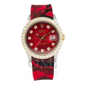 Rolex Datejust 1603 36MM Red Diamond Dial With Diamond Bezel