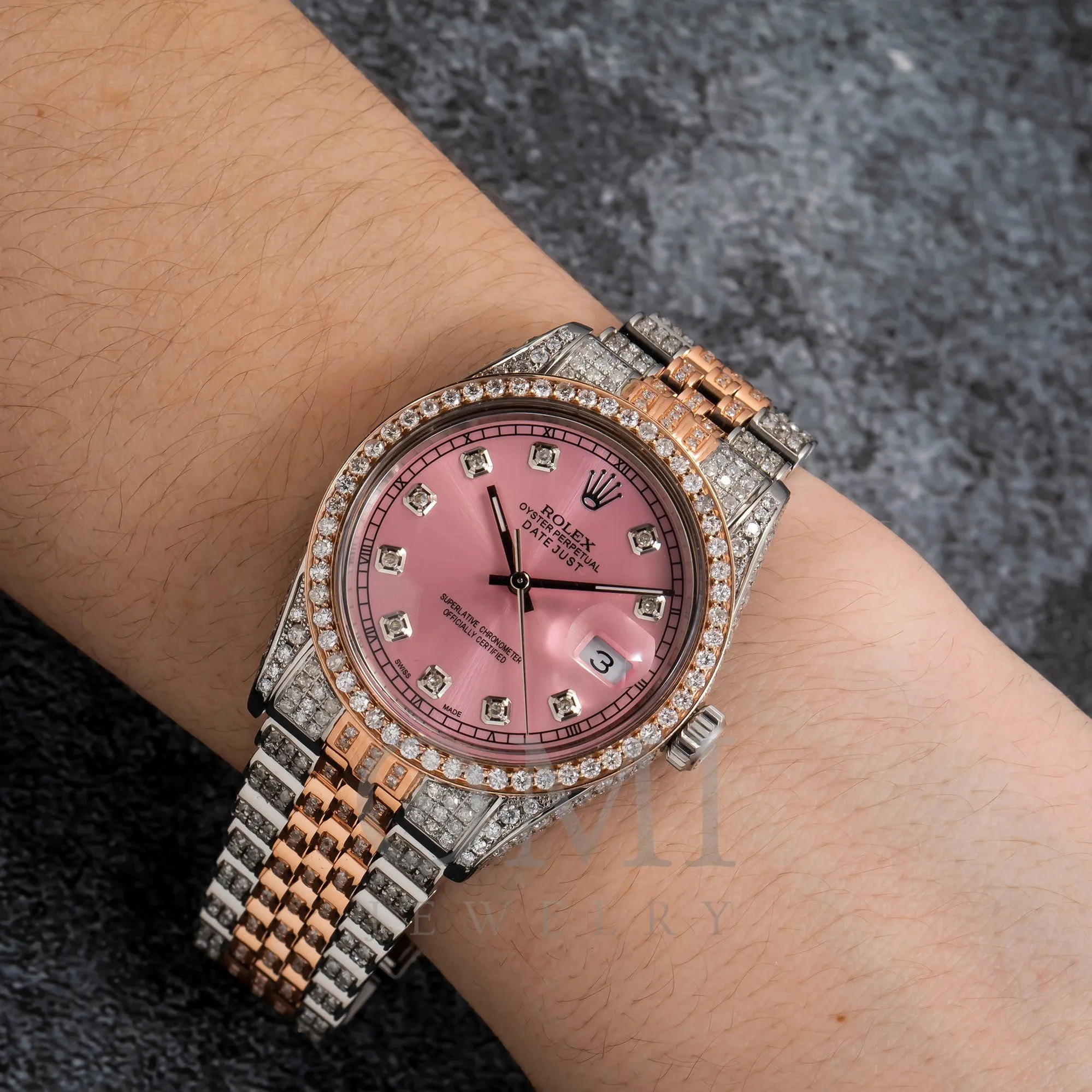 Rolex Datejust 16030 36MM Pink Diamond Dial With 8.25 CT Diamonds