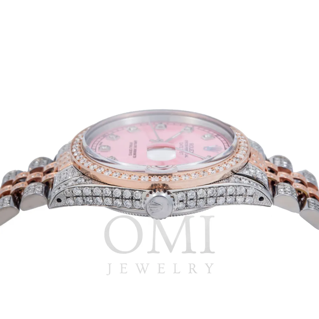 Rolex Datejust 16030 36MM Pink Diamond Dial With 8.25 CT Diamonds