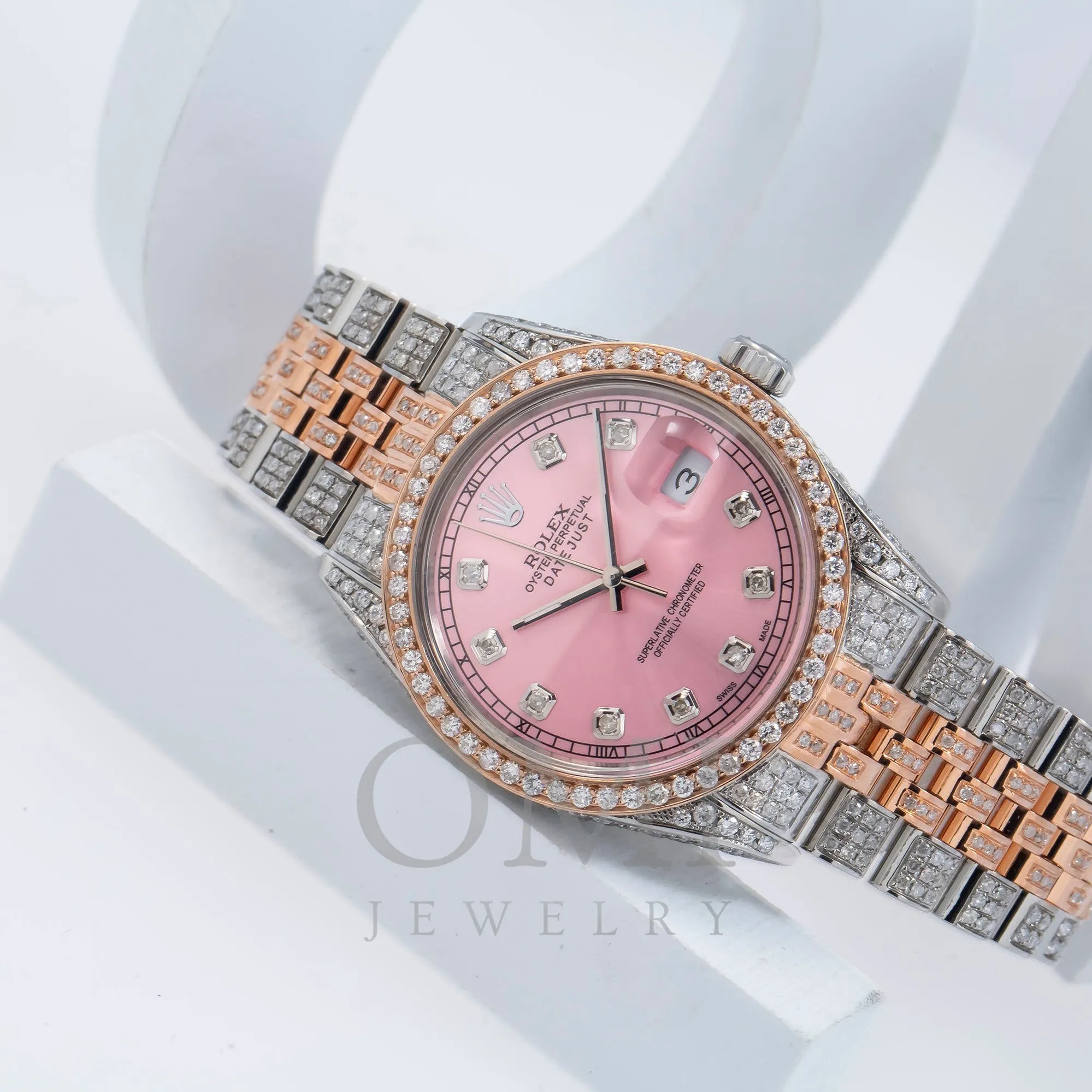 Rolex Datejust 16030 36MM Pink Diamond Dial With 8.25 CT Diamonds