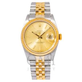 ROLEX DATEJUST 16233 36MM CHAMPAGNE DIAL WITH TWO TONE JUBILEE BRACELET