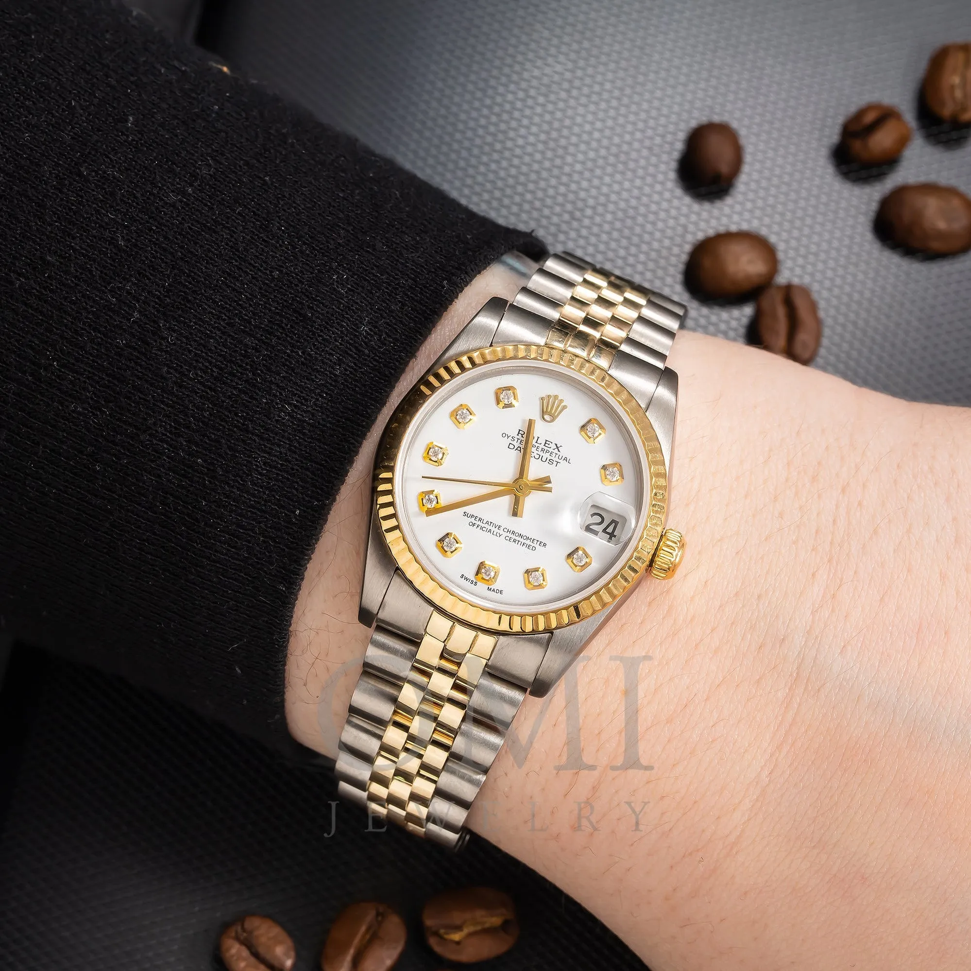 Rolex Datejust 16233 36MM White Diamond Dial With Two Tone Bracelet