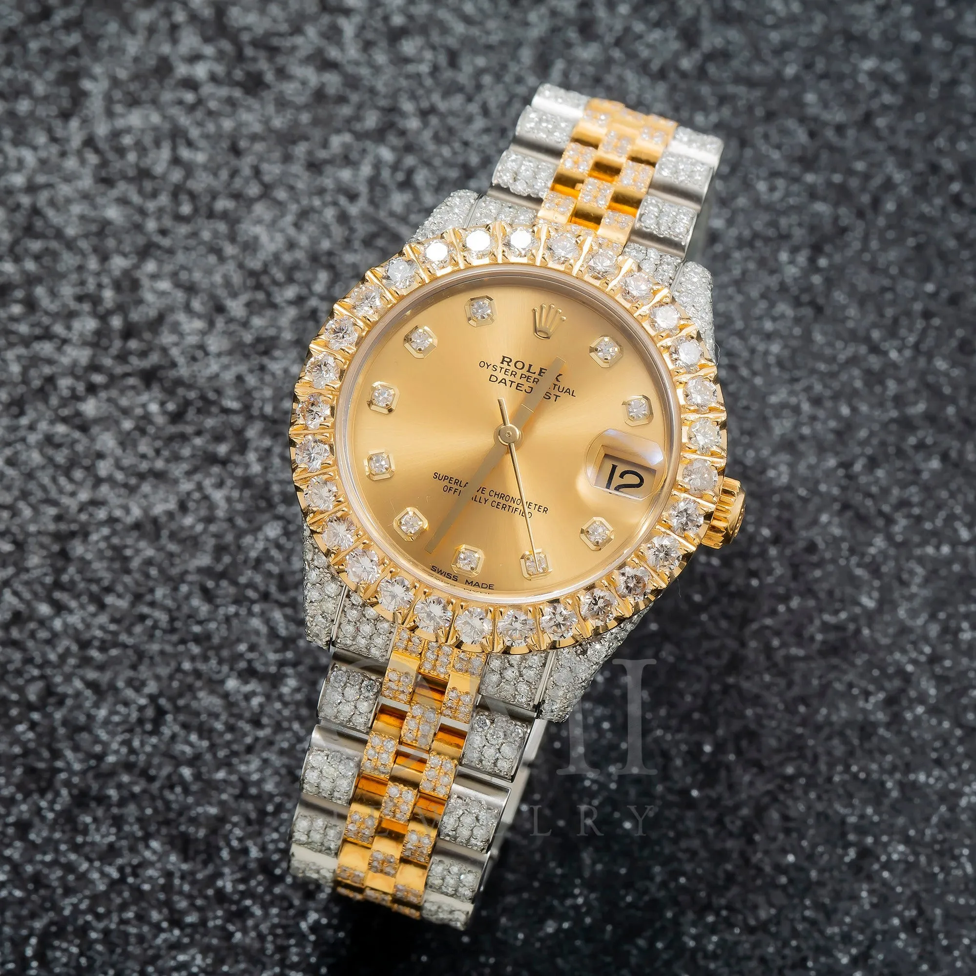 Rolex Datejust 178273 31MM Champagne Diamond Dial And Bezel With Two Tone Jubilee Bracelet 8.45 CT