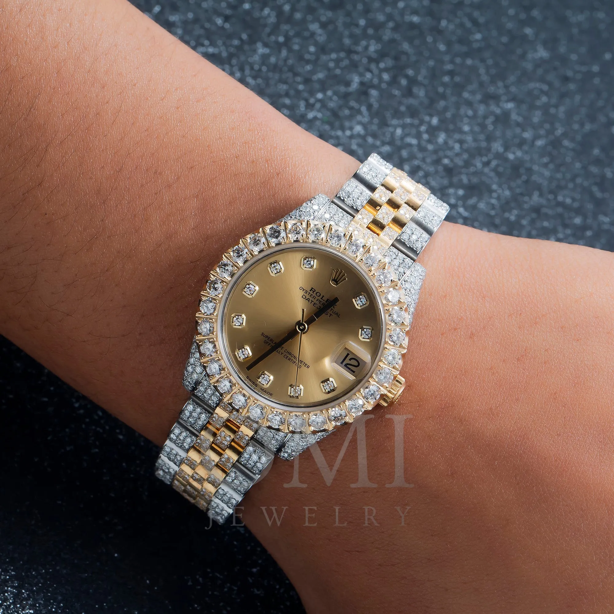 Rolex Datejust 178273 31MM Champagne Diamond Dial And Bezel With Two Tone Jubilee Bracelet 8.45 CT