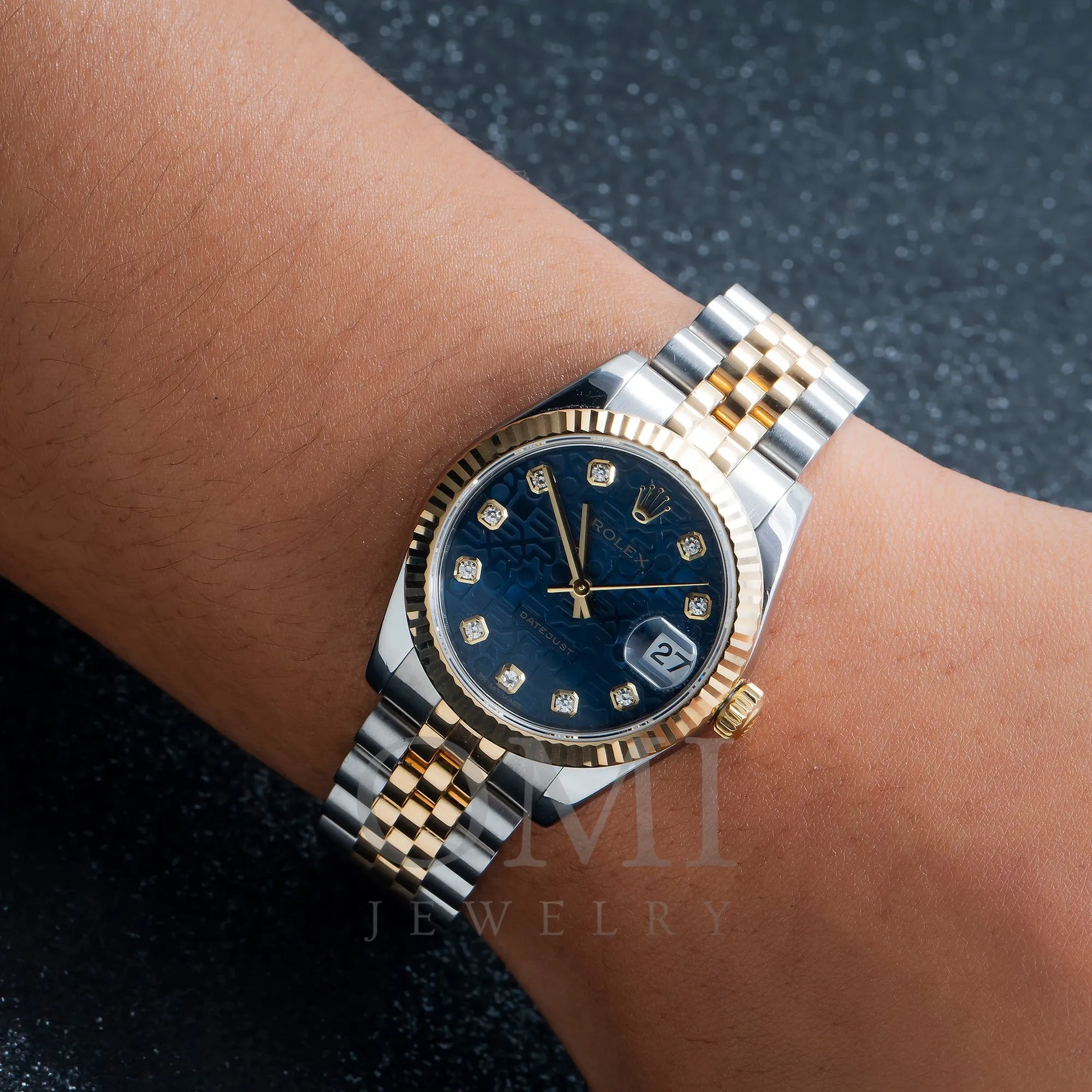 Rolex Datejust 178273 31MM Factory Blue Anniversary Diamond Dial With Two Tone Jubilee Bracelet