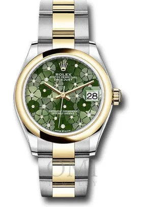 Rolex Datejust 278243 31MM Olive Green Floral Diamond Dial With Two Tone Oyster Bracelet