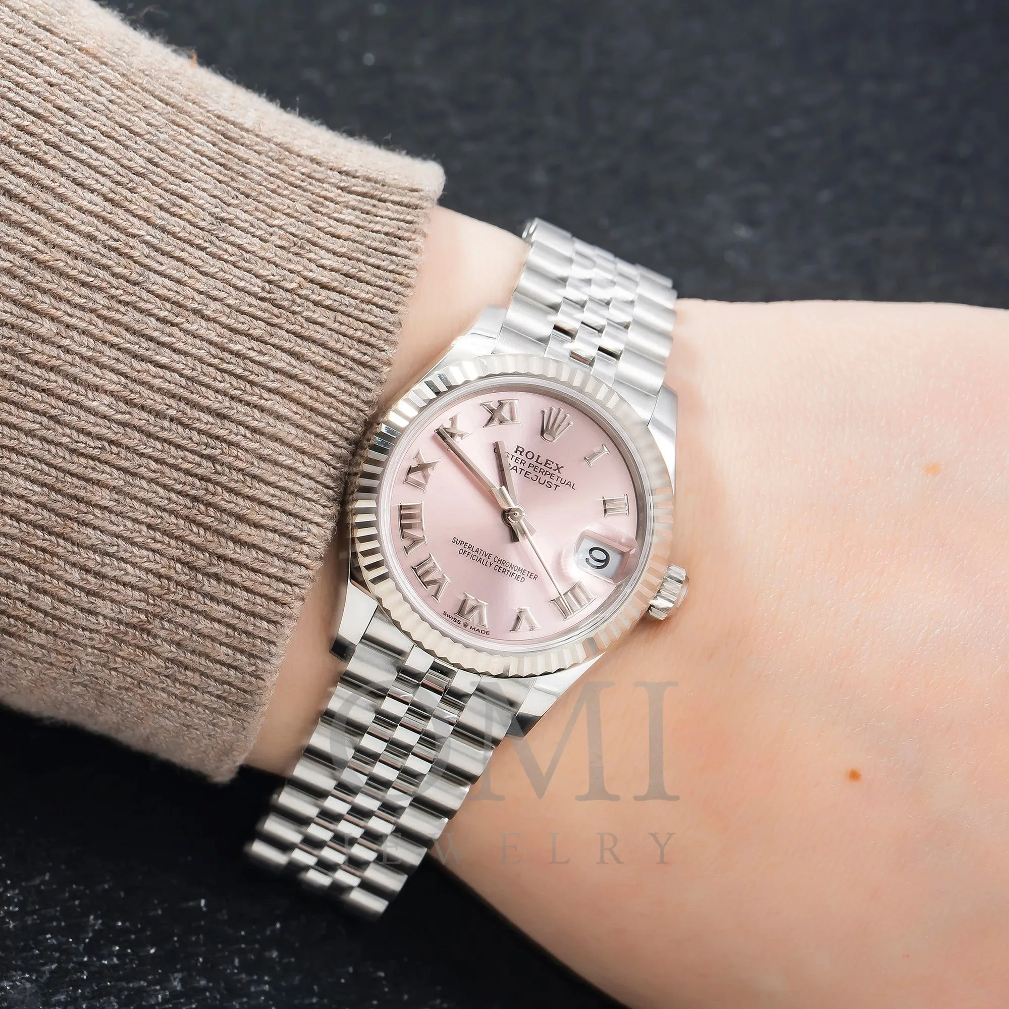 Rolex Datejust 278274 31MM Pink Roman Dial With White Gold Fluted Bezel And Jubilee Bracelet