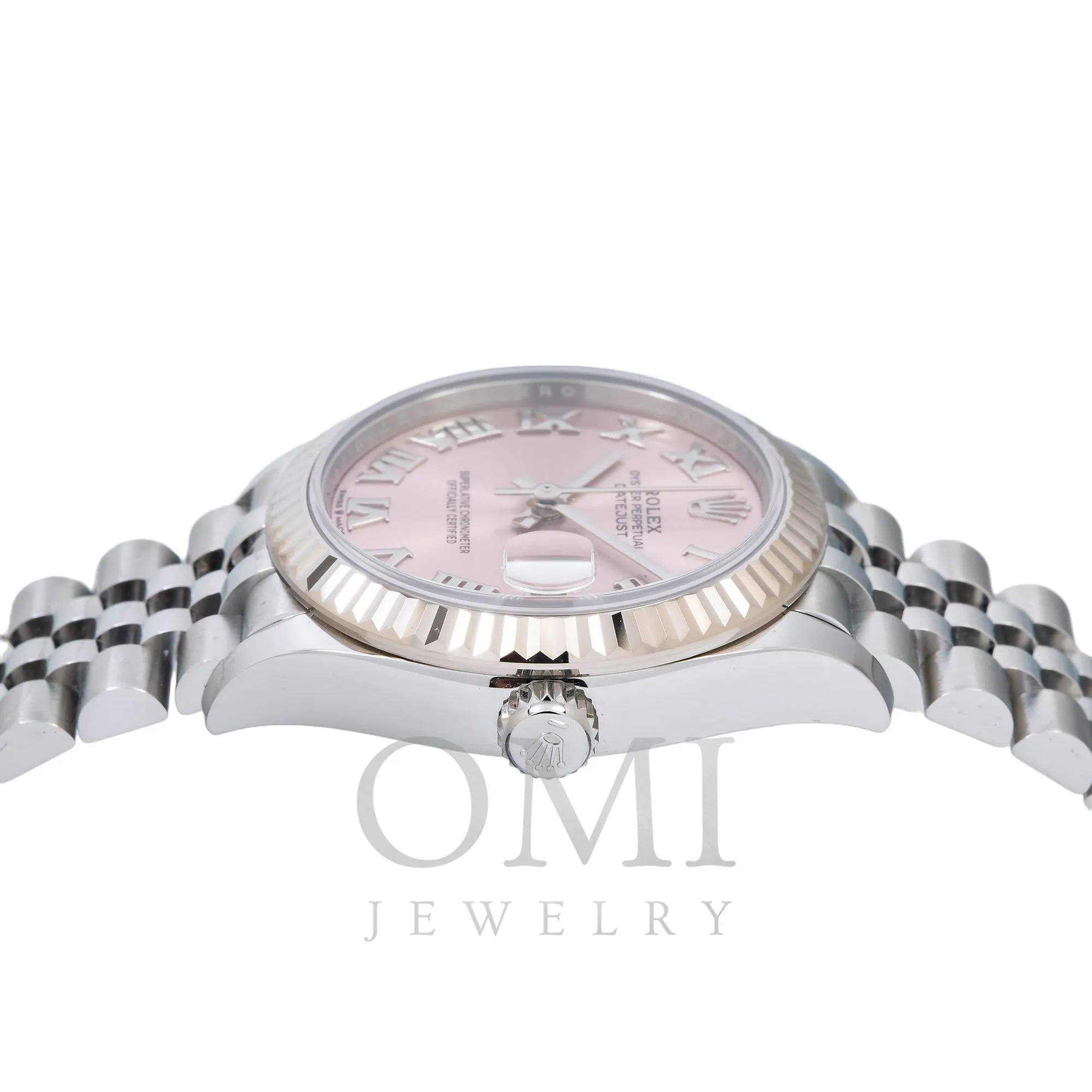 Rolex Datejust 278274 31MM Pink Roman Dial With White Gold Fluted Bezel And Jubilee Bracelet