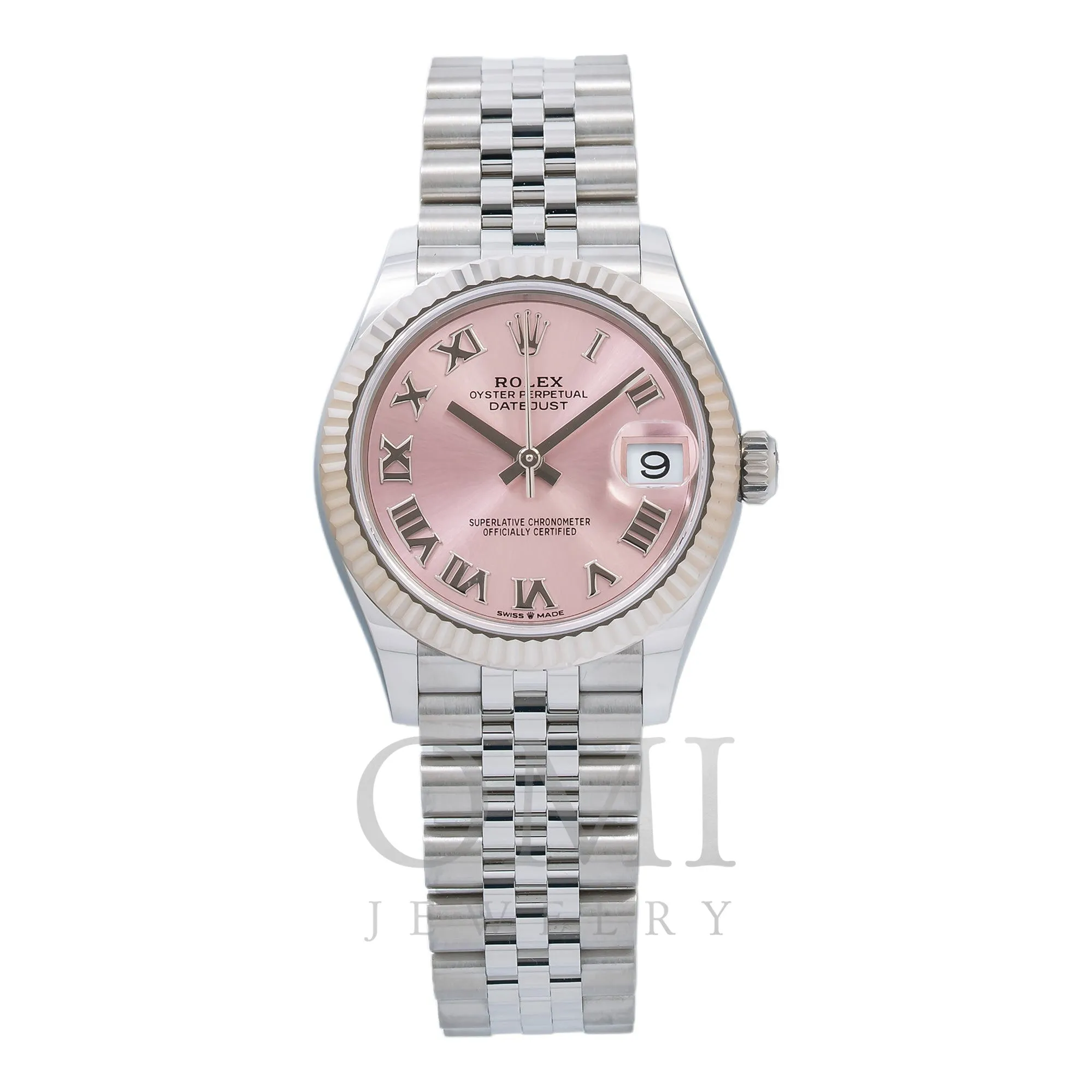 Rolex Datejust 278274 31MM Pink Roman Dial With White Gold Fluted Bezel And Jubilee Bracelet