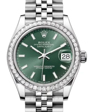 Rolex Datejust 278384RBR 31mm Stainless Steel Watch With Jubilee Bracelet and Diamond Bezel