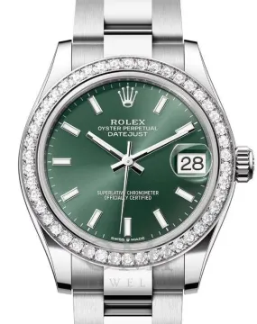 Rolex Datejust 278384RBR 31mm Stainless Steel Watch With Oyster Bracelet and Diamond Bezel