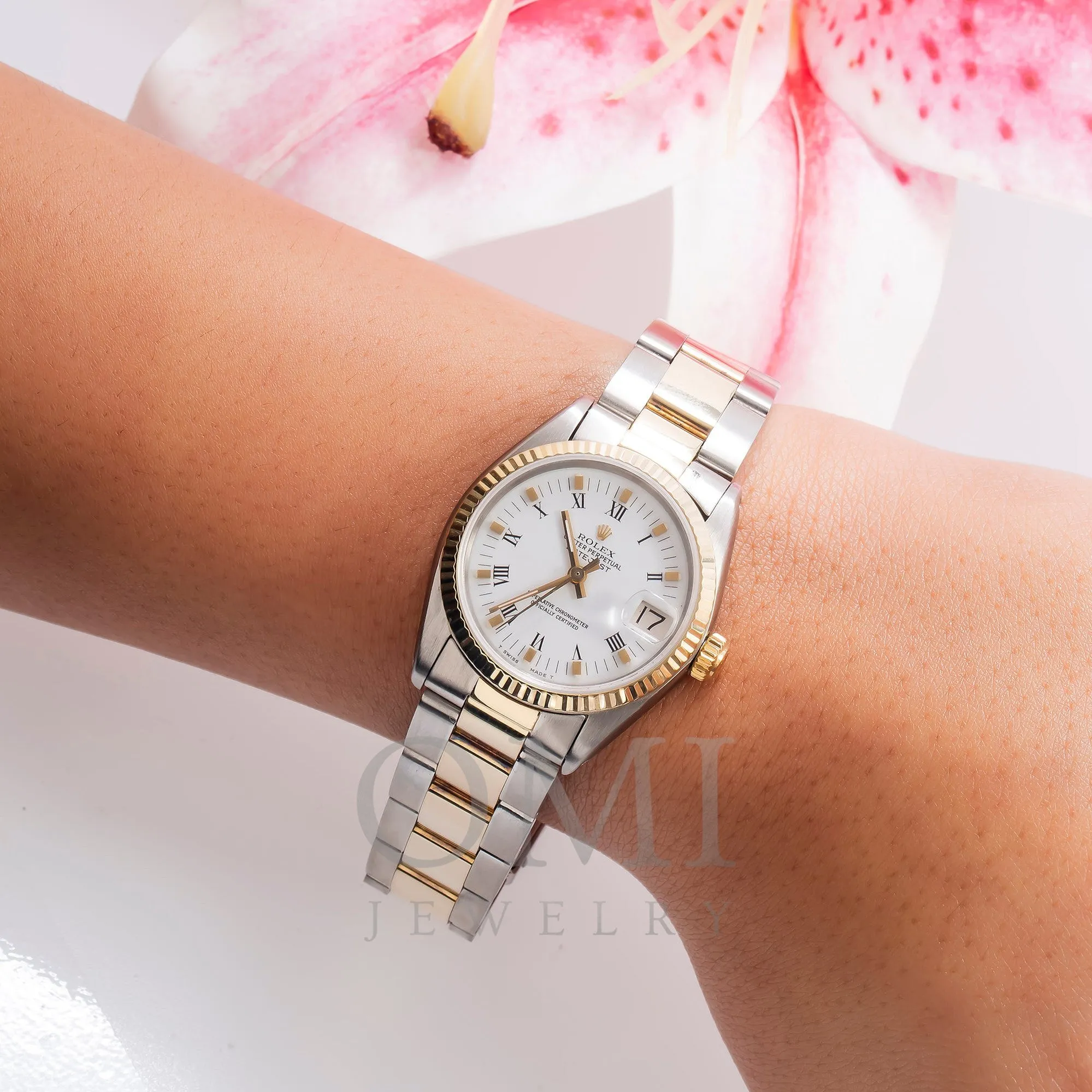 Rolex Datejust 6827 31MM White Roman Dial With Two Tone Oyster Bracelet