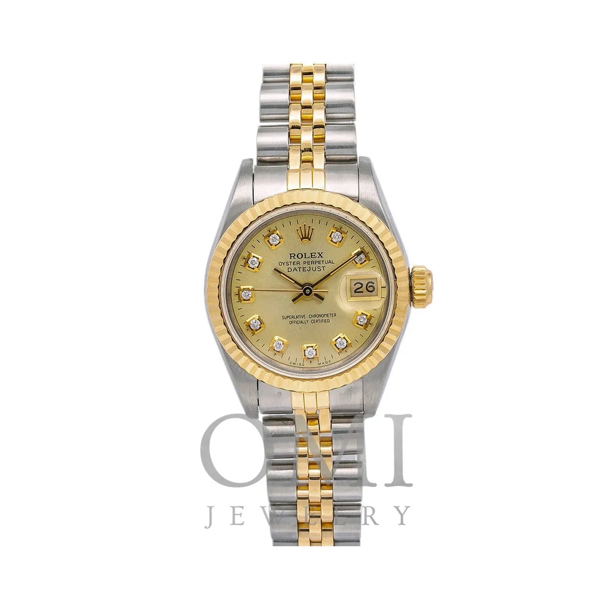 Rolex Datejust 69173 26MM Champagne Diamond Dial With Two Tone Jubilee Bracelet