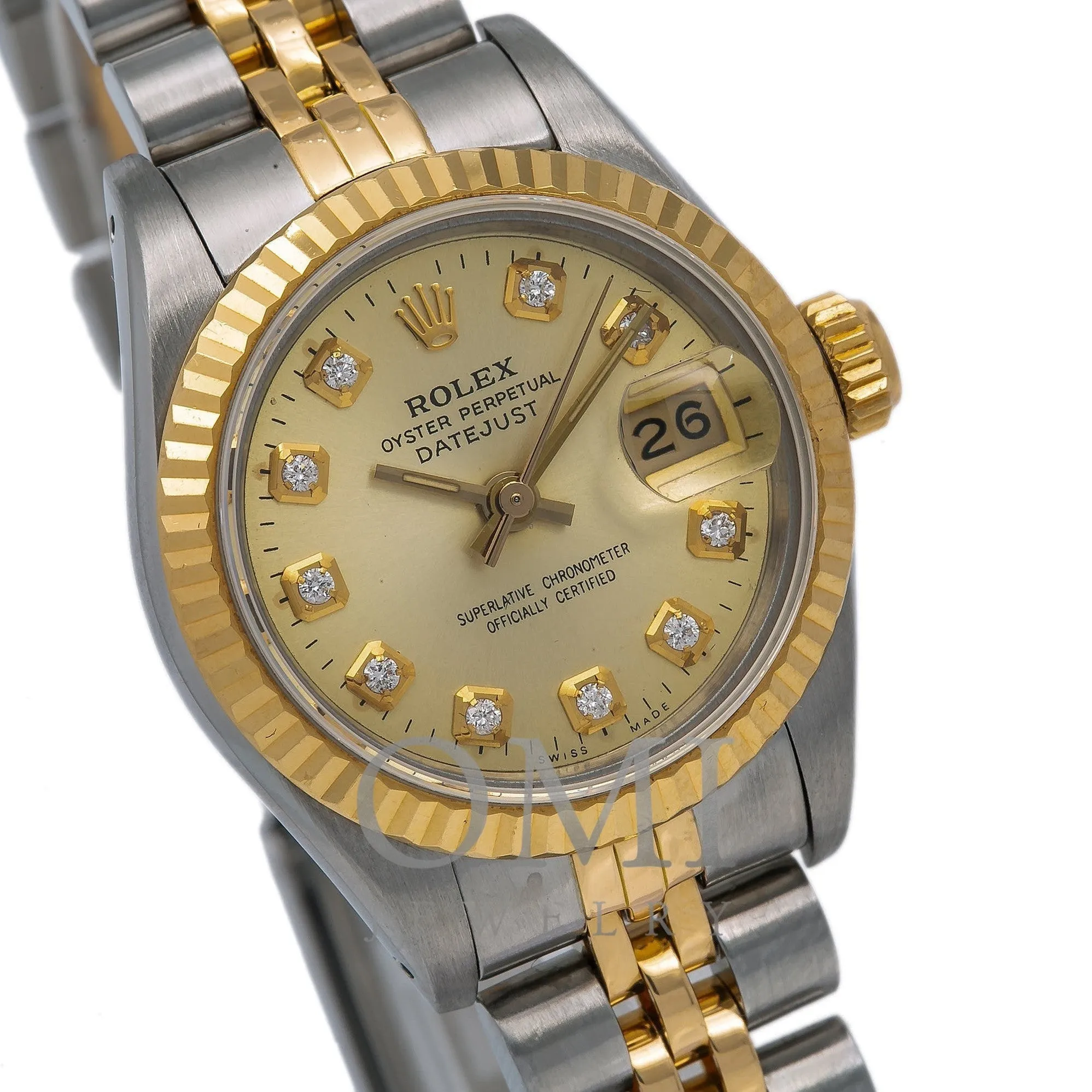 Rolex Datejust 69173 26MM Champagne Diamond Dial With Two Tone Jubilee Bracelet