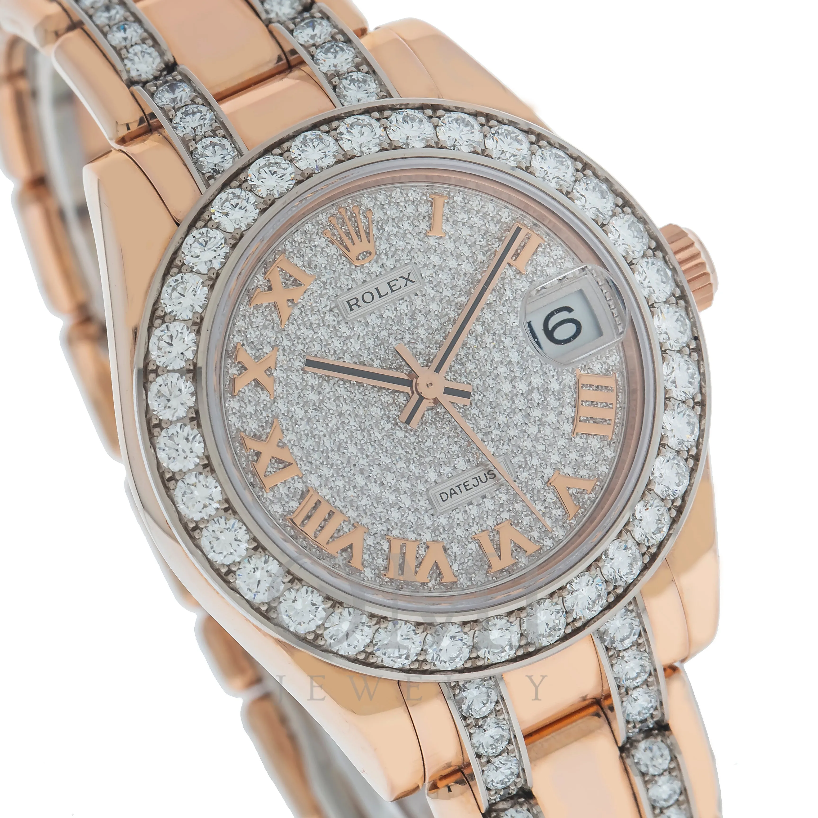 Rolex Datejust Masterpiece 81285 34MM Diamond Dial With 18K Rose Gold Bracelet